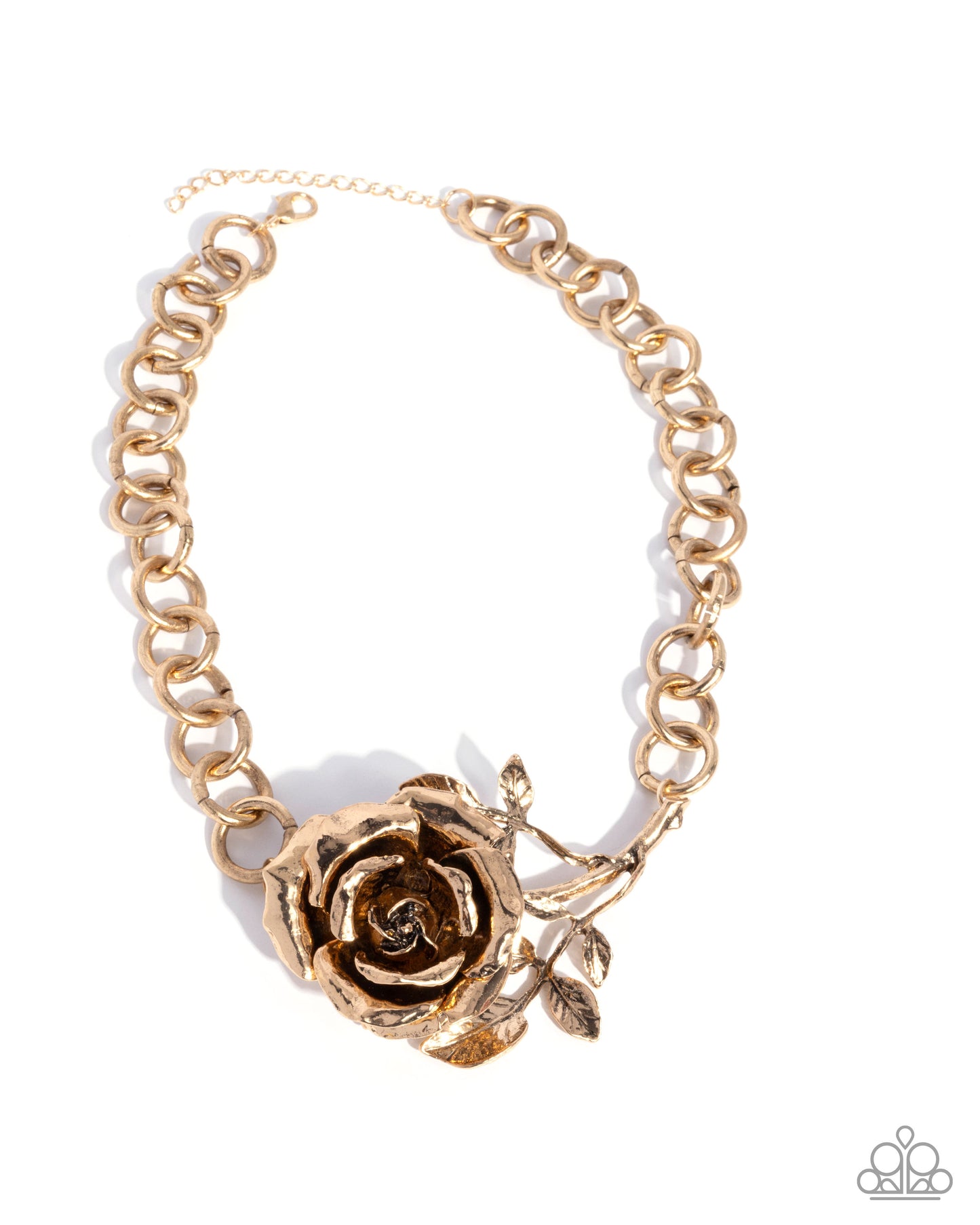 Whimsical Appearance - Gold Three Dimensional Rose Necklace - Paparazzi Accessories