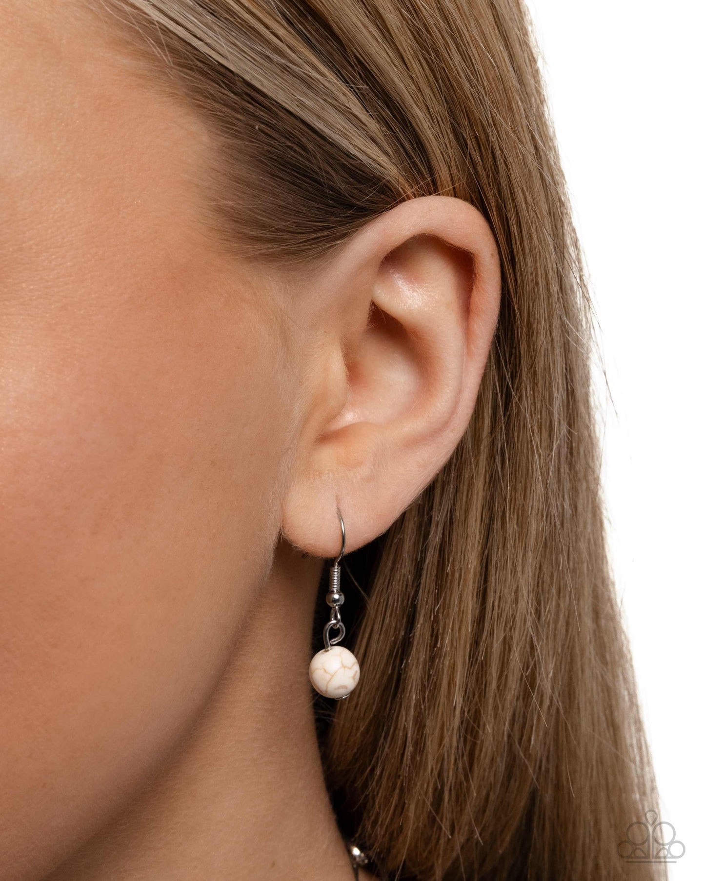 Limitless Longhorn - White Stone Brown Suede Silver Necklace - Paparazzi Accessories