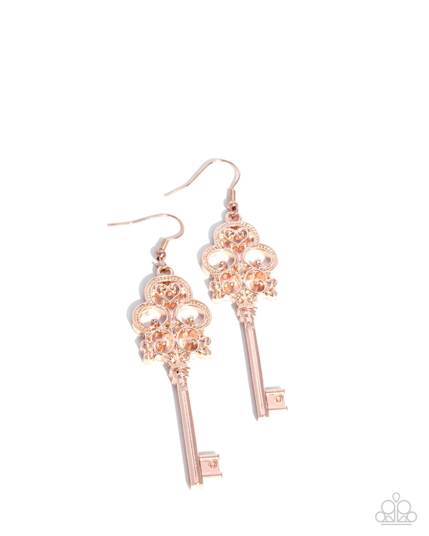 Chateau Chic - Rose Gold Antique Key Fishhook Earrings - Paparazzi Accessories