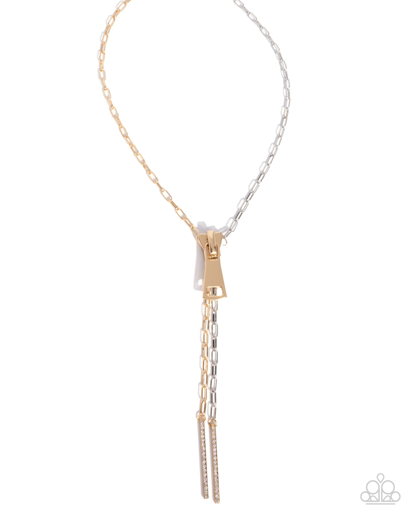 Zipper Zeal - Multi - Silver & Gold Mixed Metal Necklace - Paparazzi Accessories