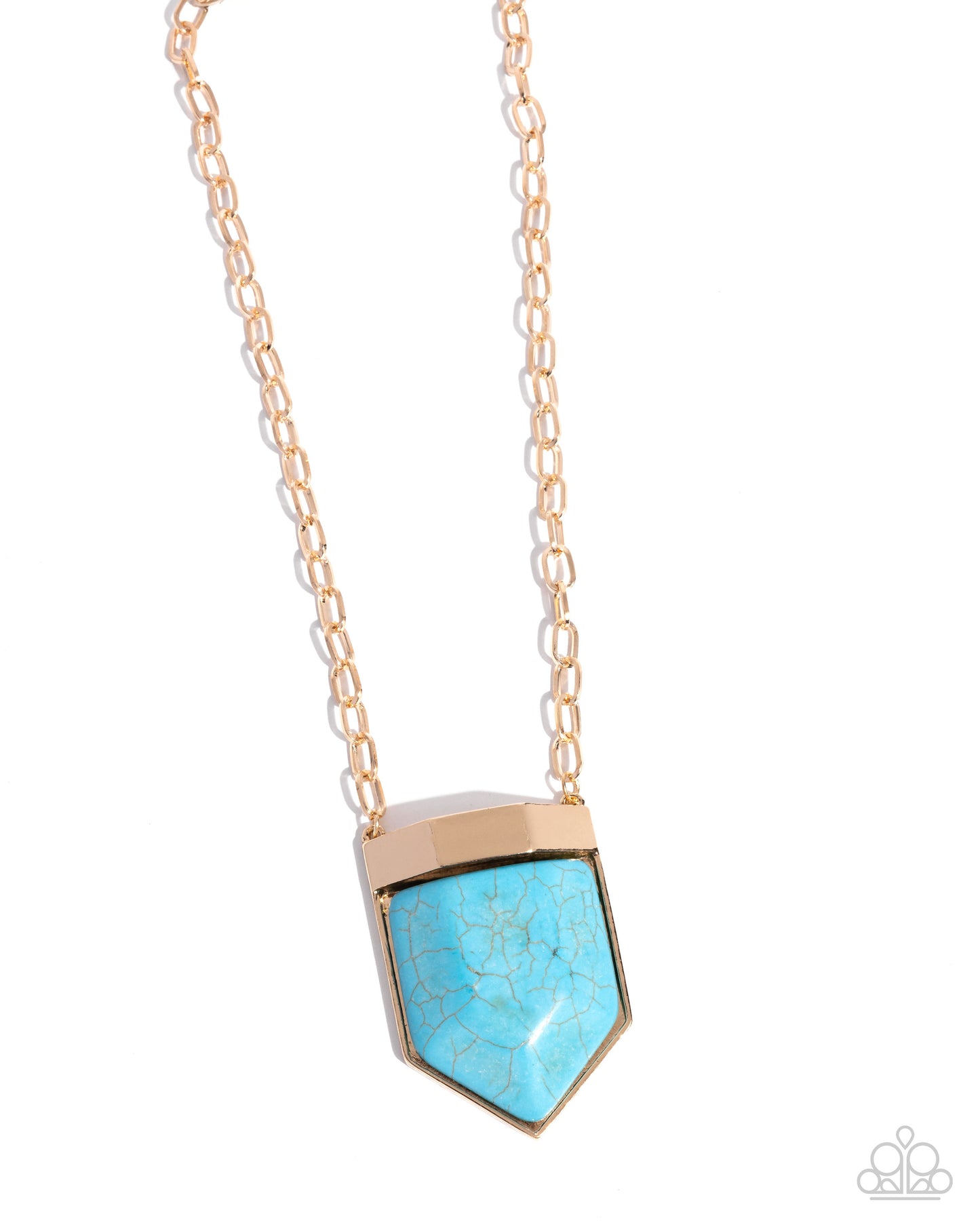 Pendant Passage - Gold - Blue Crackle Stone Necklace - Paparazzi Accessories