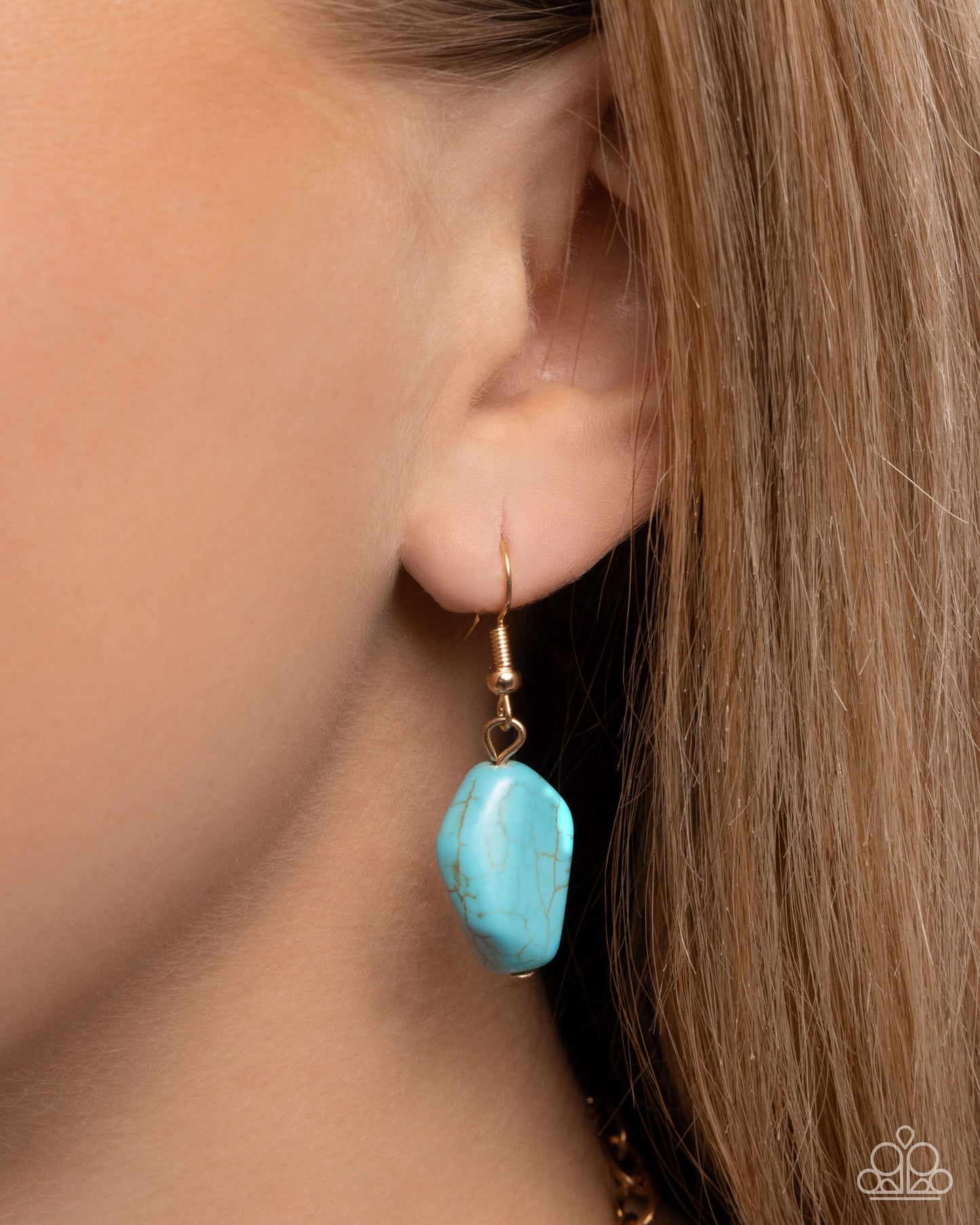 Pendant Passage - Gold - Blue Crackle Stone Necklace - Paparazzi Accessories