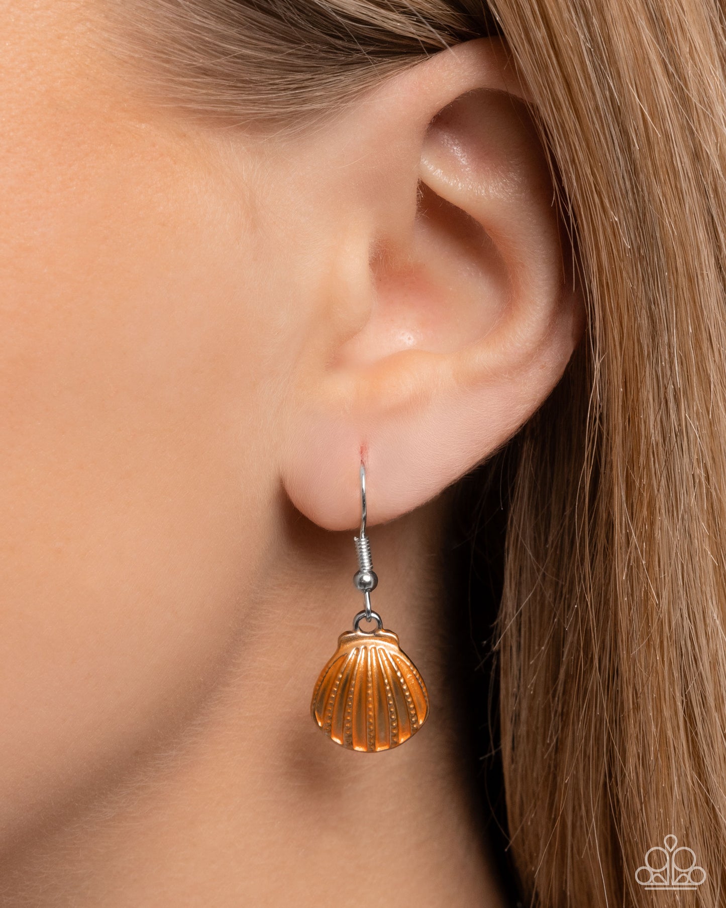 Oceanic Octave - Orange Enamel Silver Starfish, Shells, & Turtle Necklace - Paparazzi Accessories