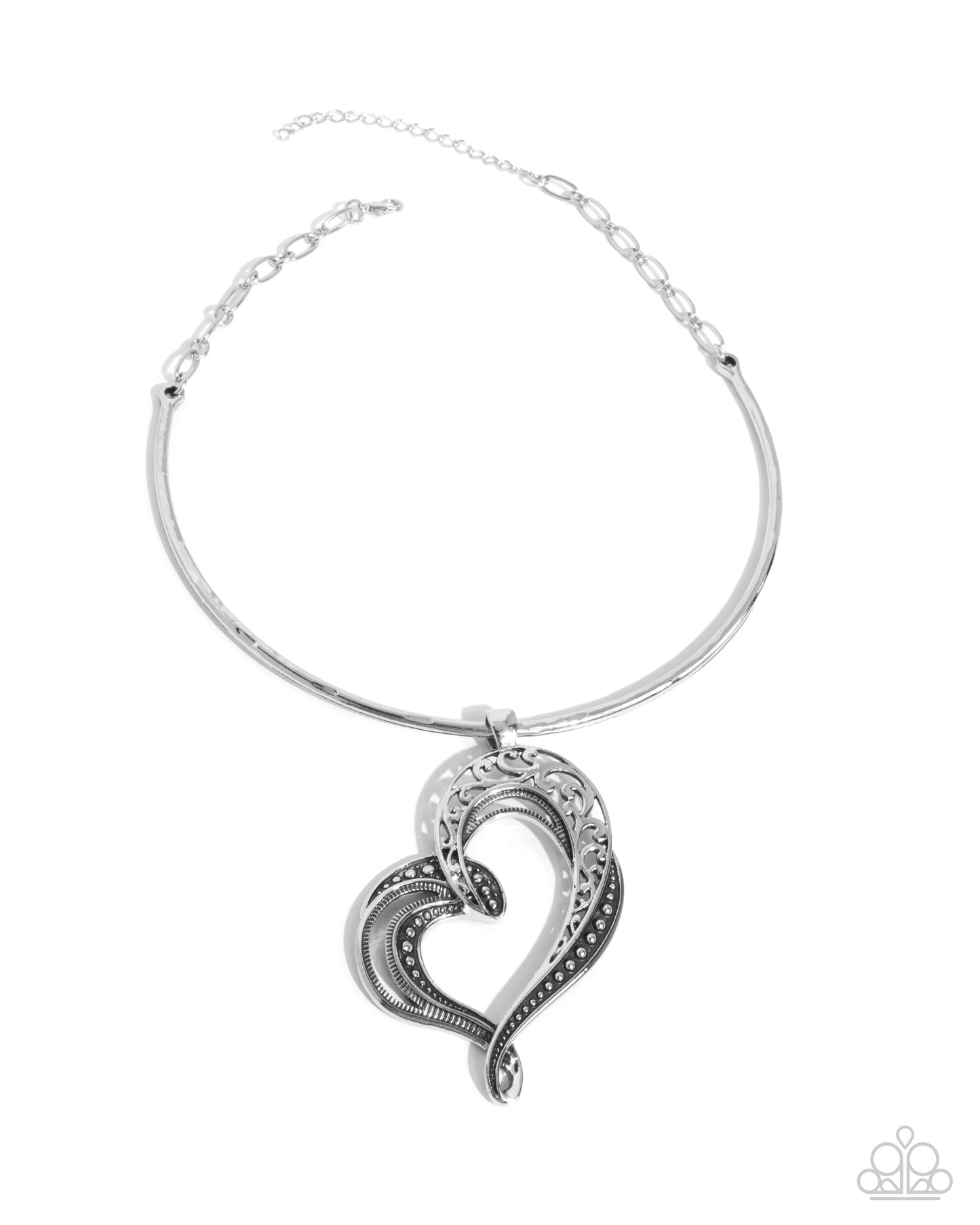 Concentric Courtship - Silver Filigreen Heart Pendant Necklace - Paparazzi Accessories