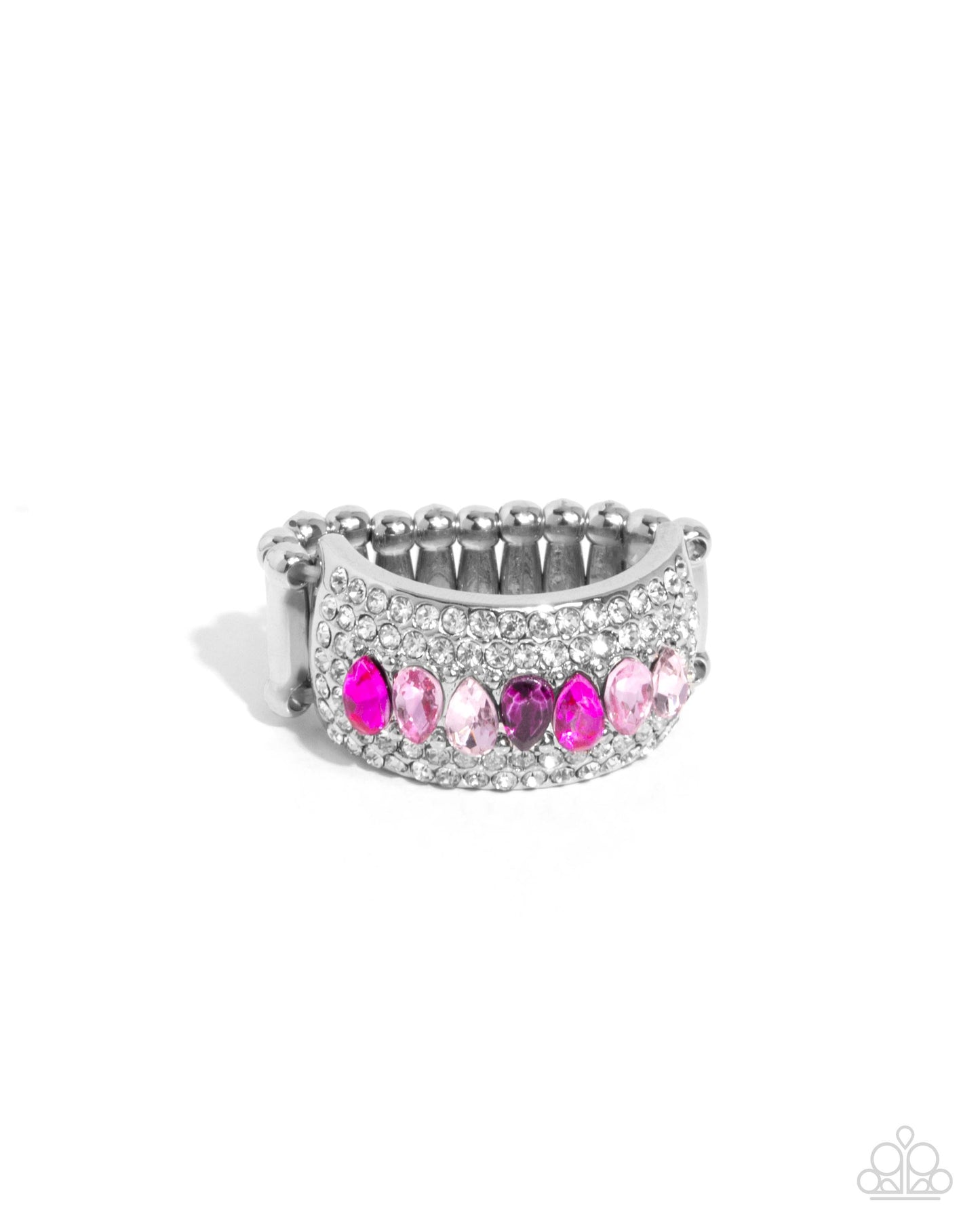 Laid-Back Linear - Pink Rhinestone Ring - Paparazzi Accessories