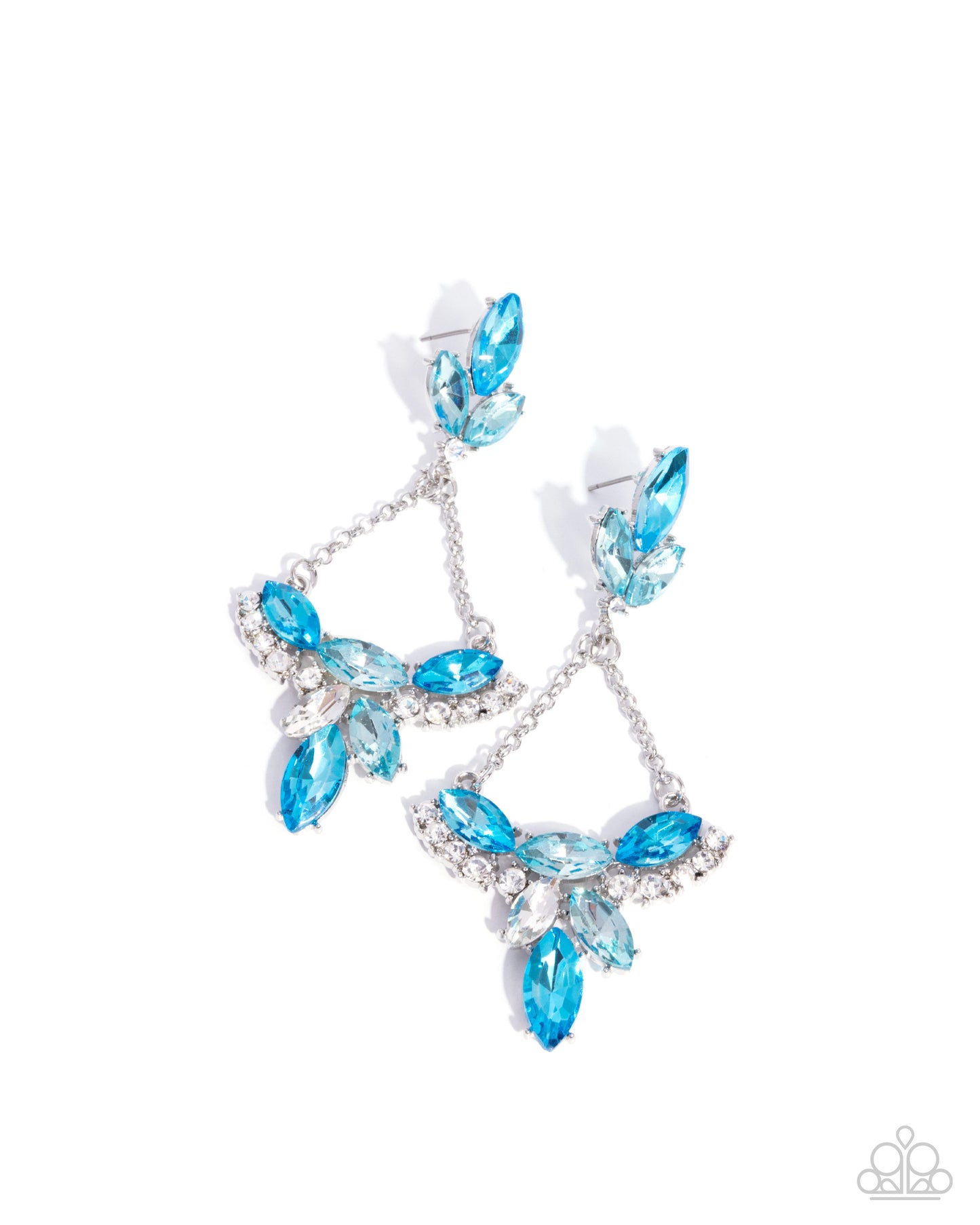 Carefree Chandelier - Blue Rhinestone Fish Hook Back Chandelier Earrings - Paparazzi Accessories