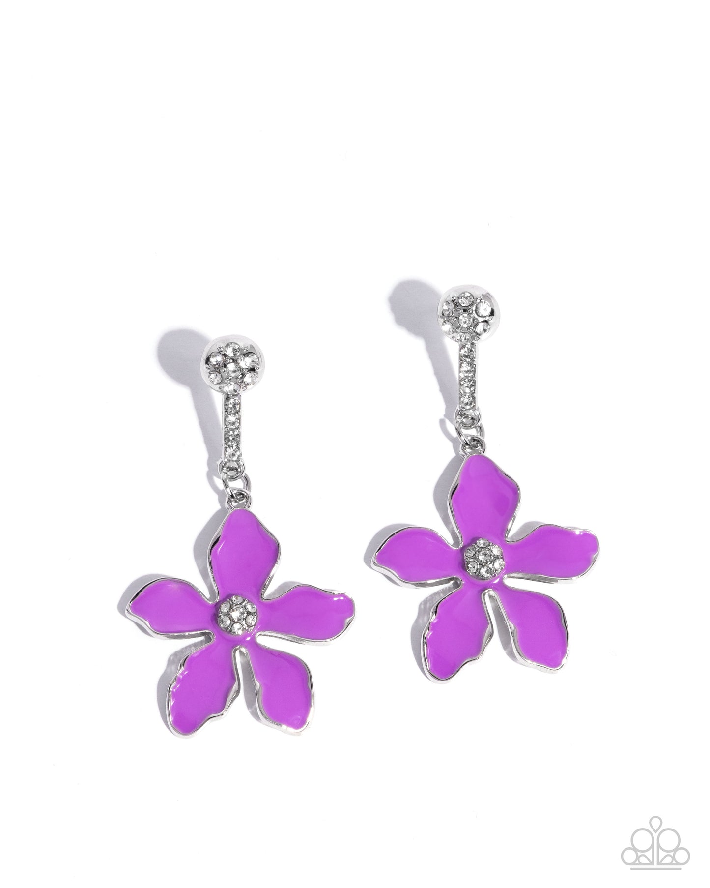 Floral Fleet - Purple Enamel Flower Silver Post Earrings - Paparazzi Accessories