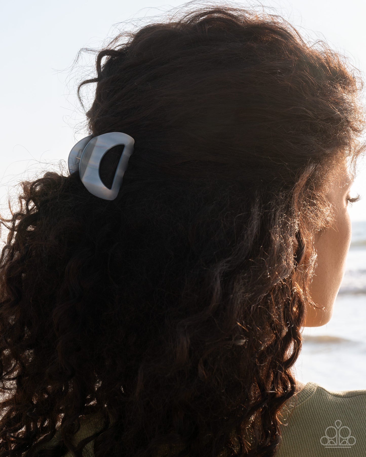 Striped Shopaholic - Multi, Blue Shimmery Claw Clip - Paparazzi Accessories