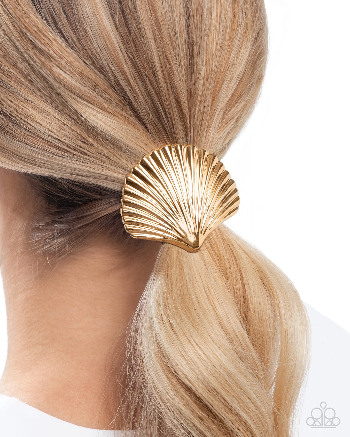 Short Seashell - Gold Scallop Shell Hair Tie - Paparazzi Accessories