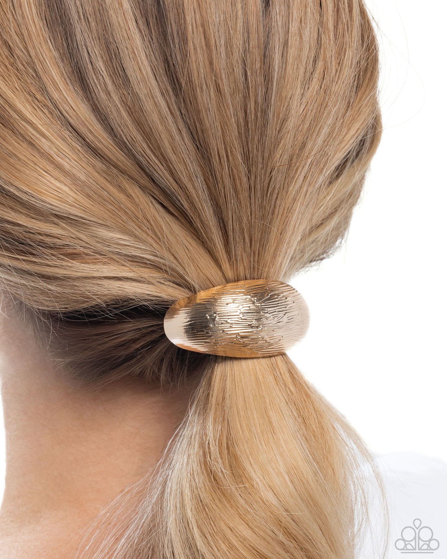 Iconic Indentation - Gold Curved Beveled Bar Hair Tie - Paparazzi Accessories