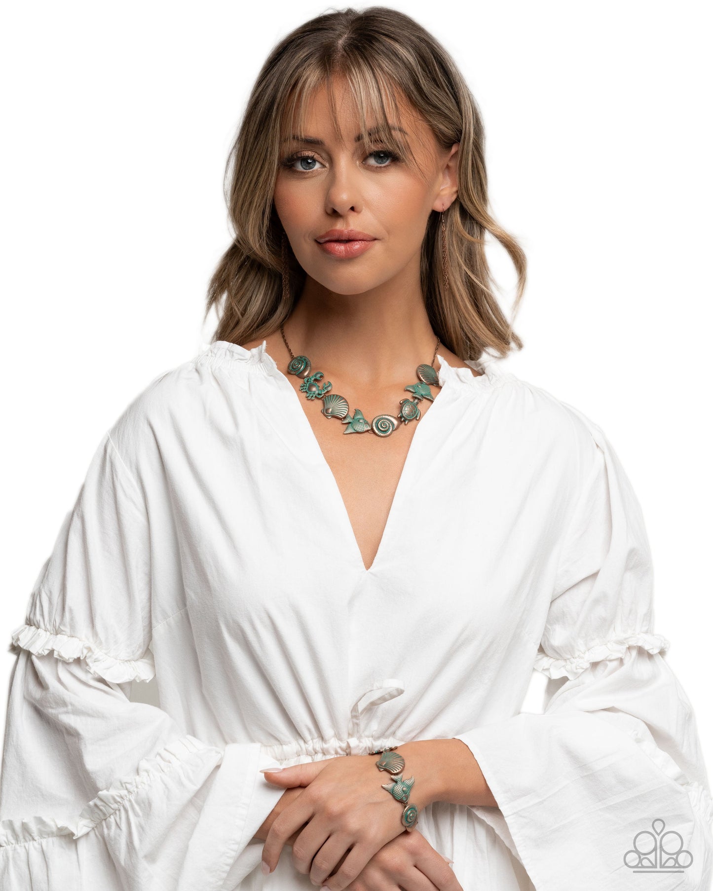 Complete Look - "Coastal Shelf - Copper" & "Coastal Cay - Copper" Clasp Bracelet - Paparazzi Accessories