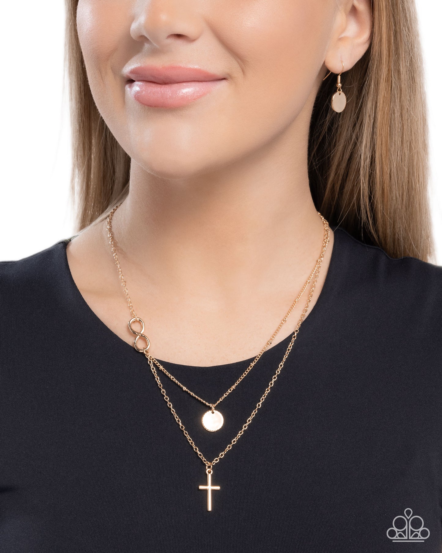 Eternal Embrace - Gold Cross & Infinity Symbol Necklace - Paparazzi Accessories
