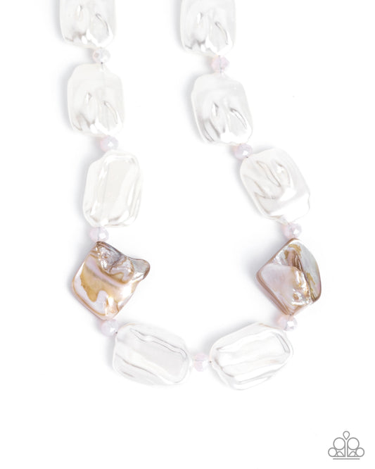 Crimped Collage - White Pearl Necklace - Paparazzi Accessories