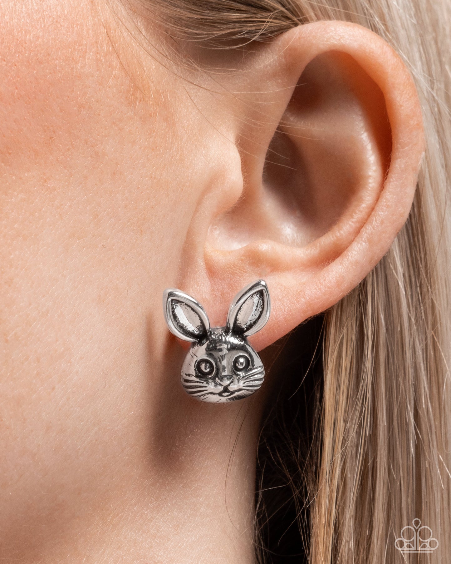 Bodacious Bunny - Silver Rabbit Post Earrings - Paparazzi Accessories