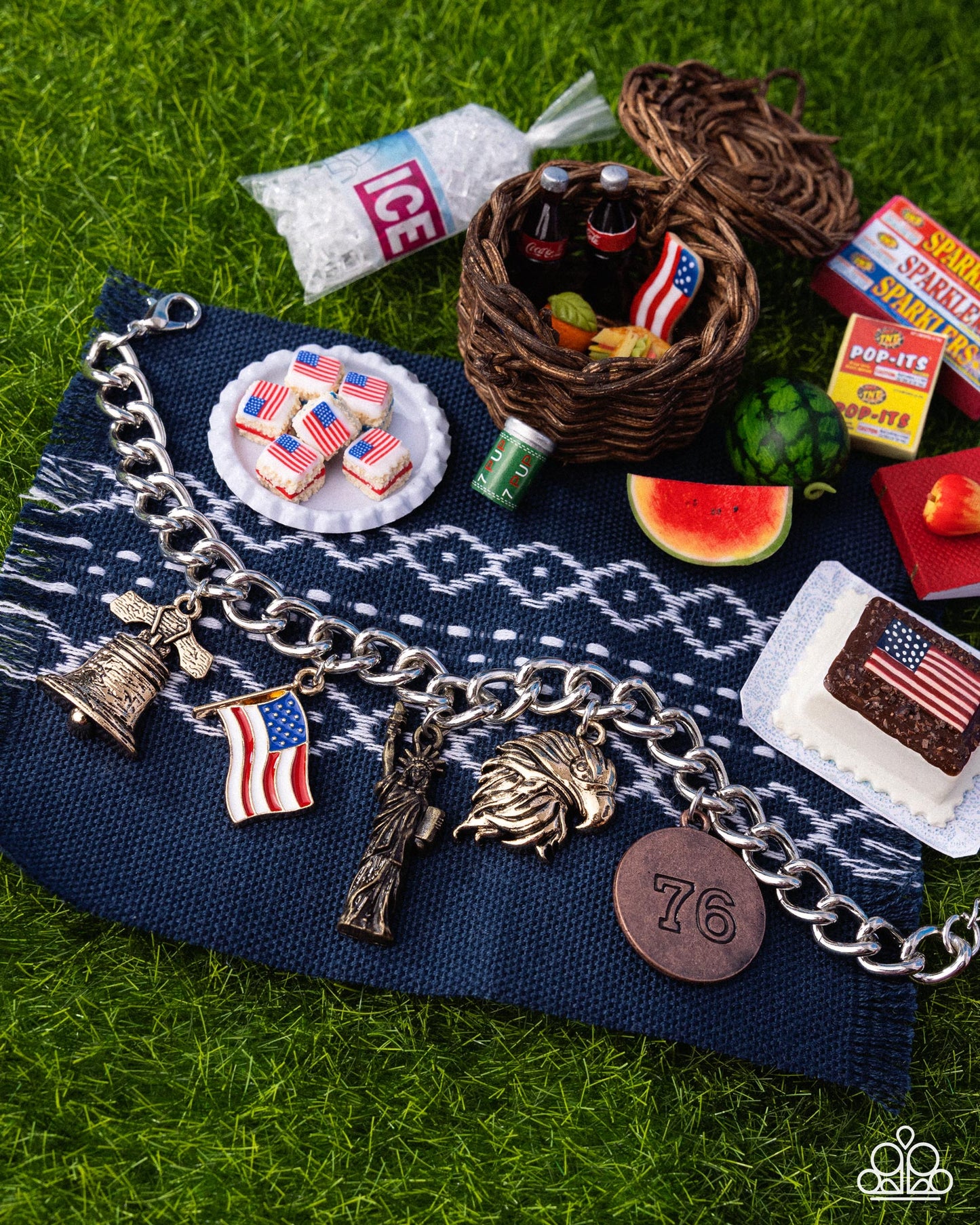 Liberty Legacy - Multi Patriotic-inspired Charms Silver Clasp Bracelet - Paparazzi Accessories