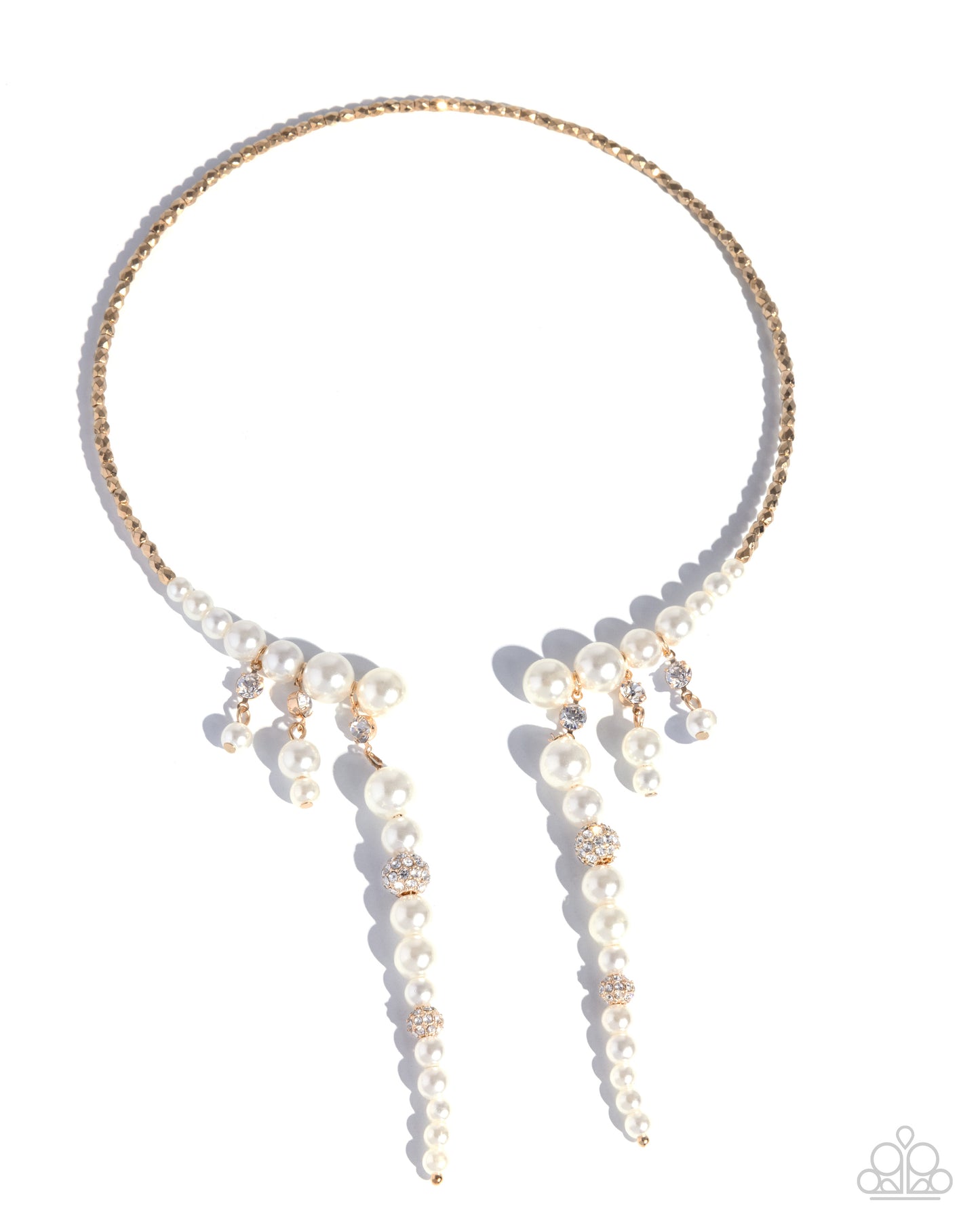 Darling Decade - Gold White Pearl Open-ended Necklace - Paparazzi Accessories