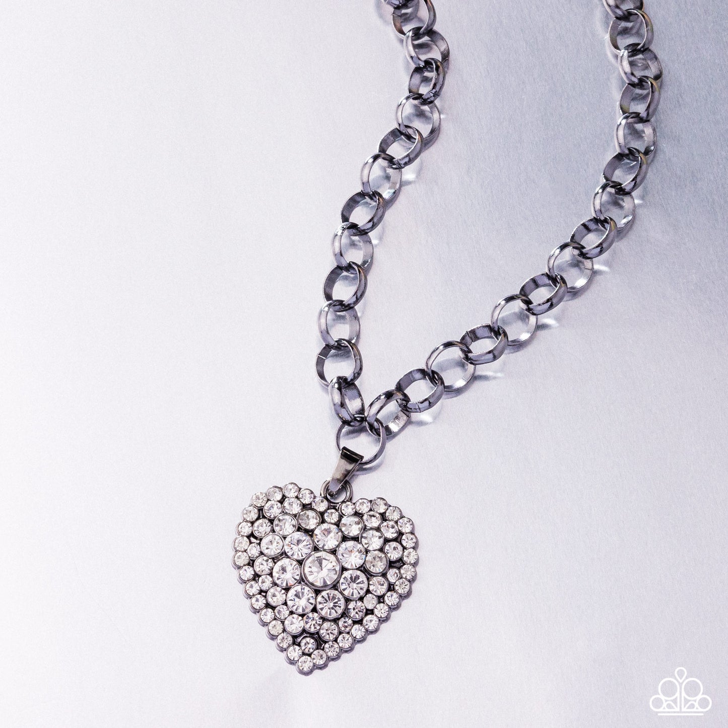 Heartfelt Havana - Black & White Rhinestone Heart Necklace - Paparazzi Accessories