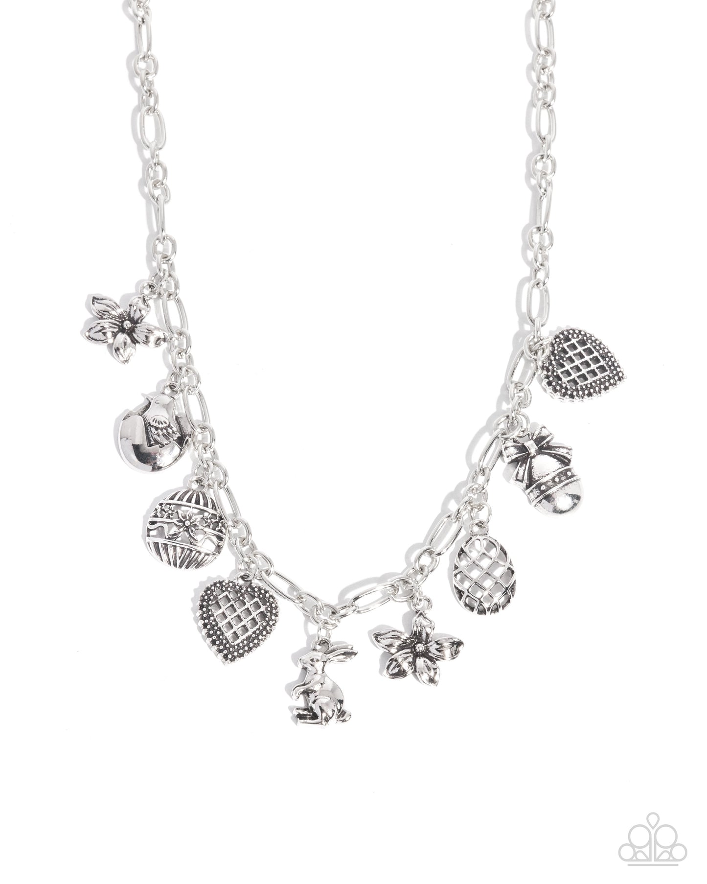 Complete Look - "Eclectic Easter" Silver Necklace & "Extensive Easter" Silver Bracelet - Paparazzi Accessories