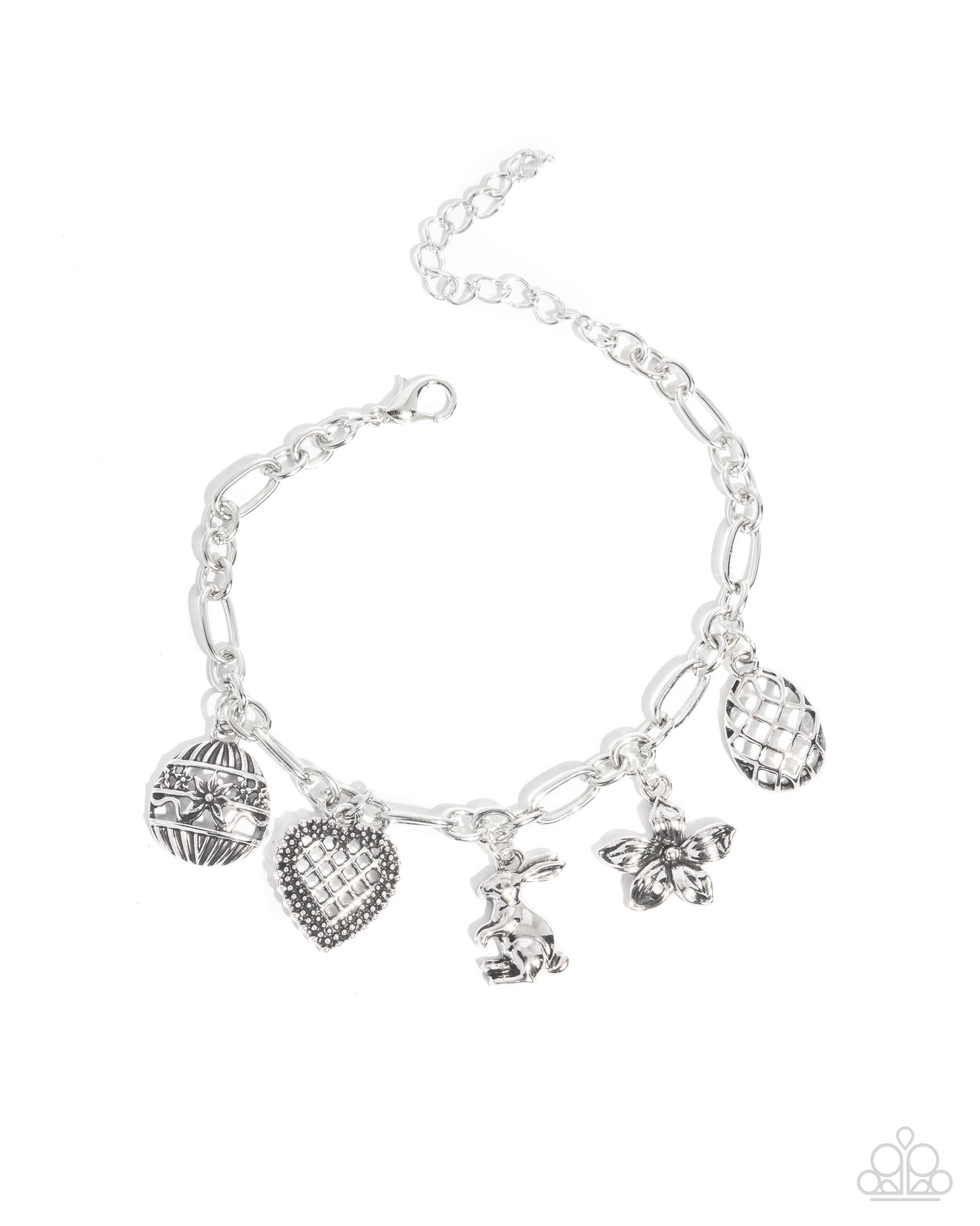 Complete Look - "Eclectic Easter" Silver Necklace & "Extensive Easter" Silver Bracelet - Paparazzi Accessories