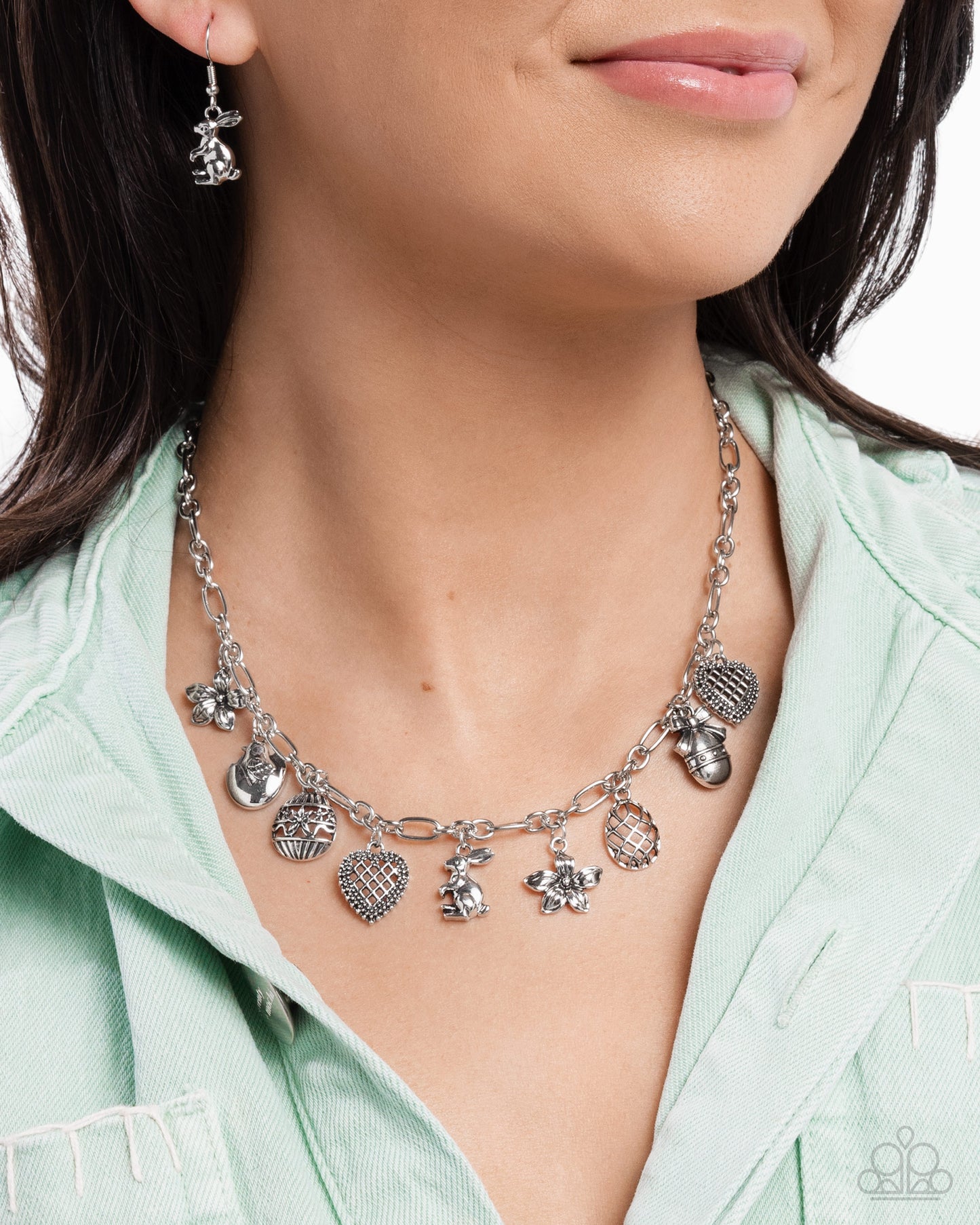 Complete Look - "Eclectic Easter" Silver Necklace & "Extensive Easter" Silver Bracelet - Paparazzi Accessories