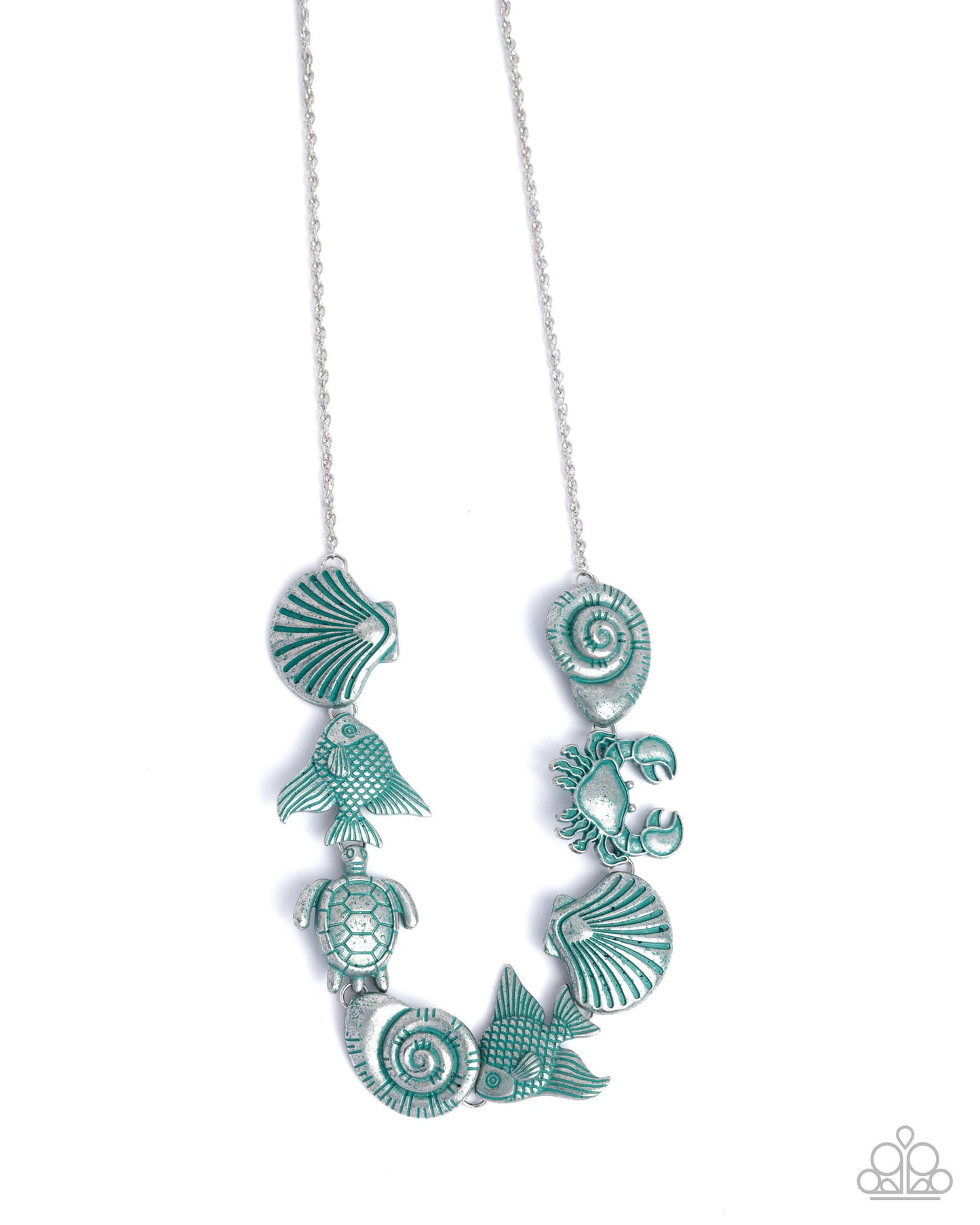 Complete Look - "Coastal Shelf - Blue" Necklace & Coastal Cay - Blue" Clasp Bracelet - Paparazzi Accessories