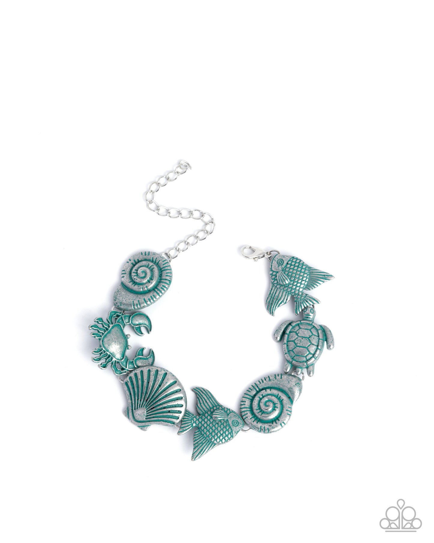 Complete Look - "Coastal Shelf - Blue" Necklace & Coastal Cay - Blue" Clasp Bracelet - Paparazzi Accessories
