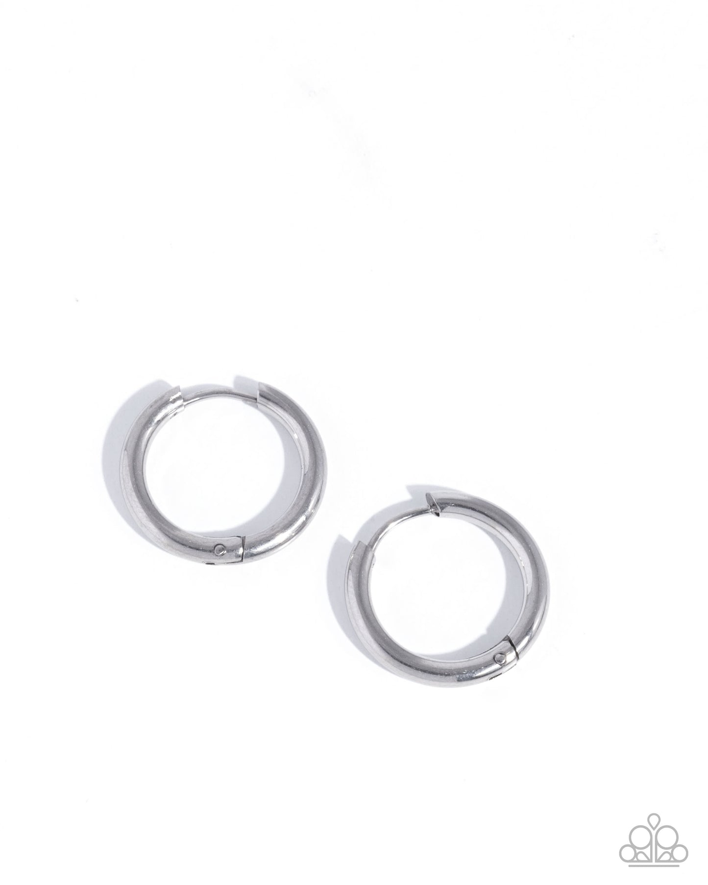 Stainless Spell - Silver - Stainless Steel Hinge Hoop Earrings - Paparazzi Accessories