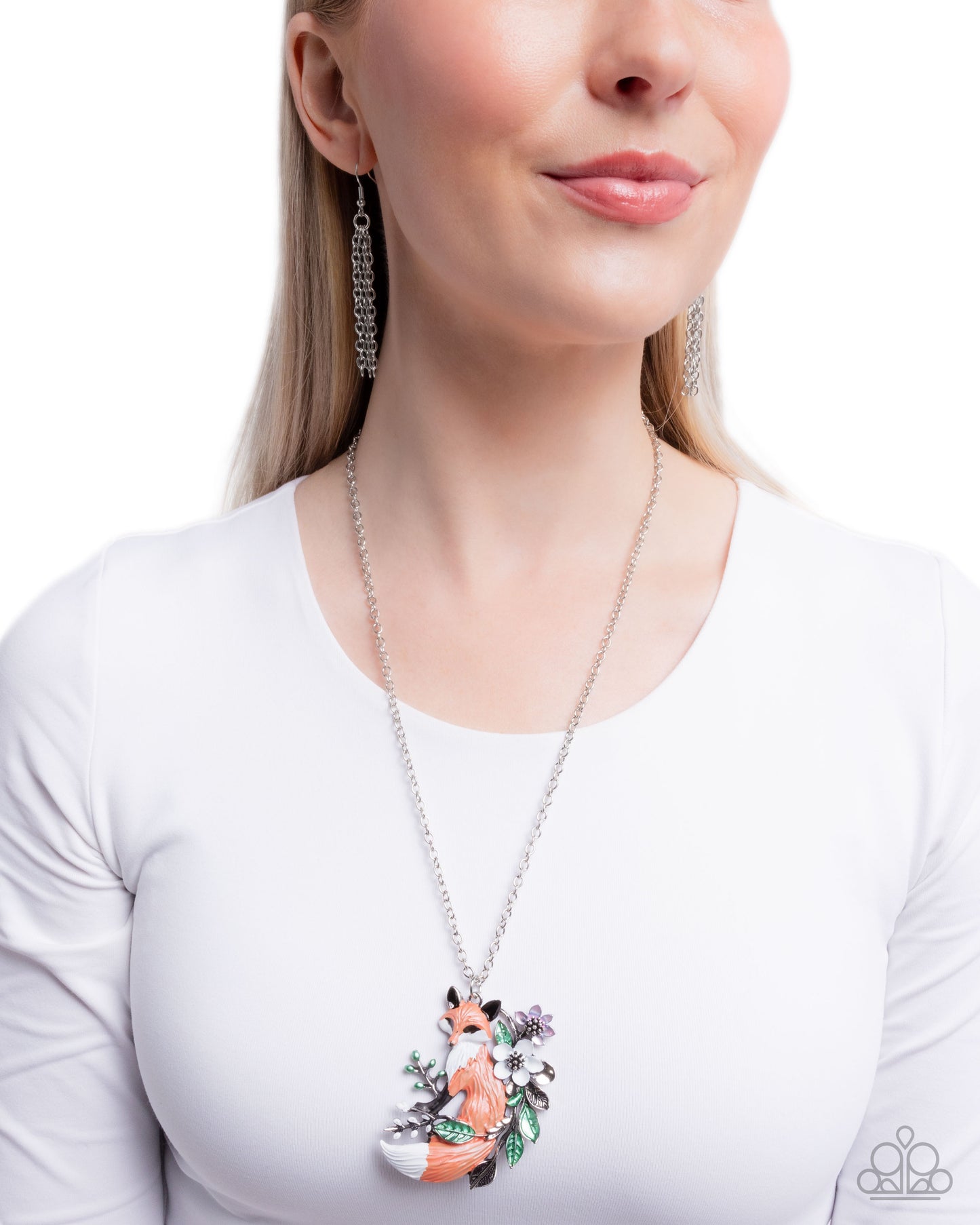 Fox Frame - Multi Enamel Pendant Silver Necklace - Paparazzi Accessories