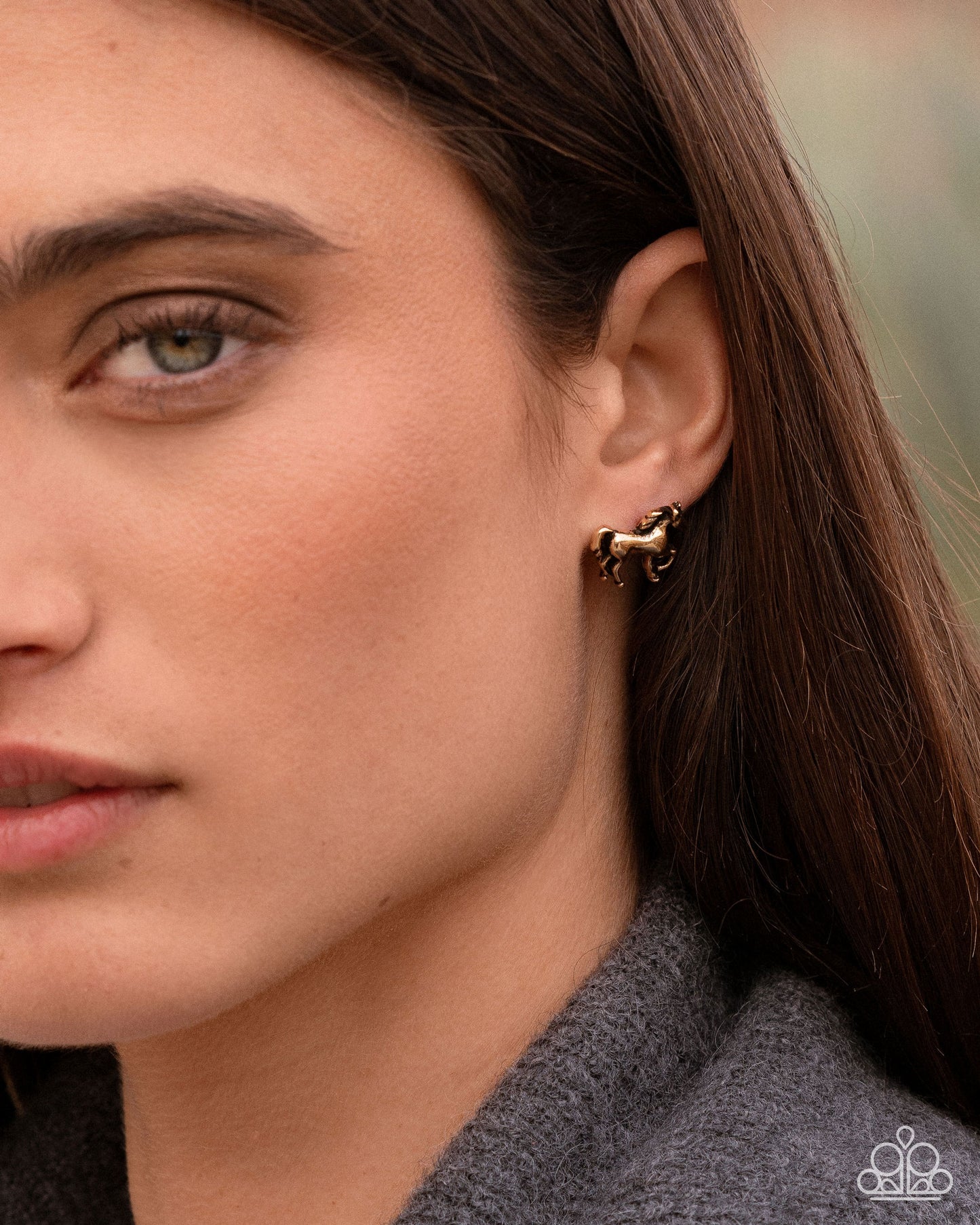 Stallion Selfie - Gold Post Back Earrings - Paparazzi Accesorries