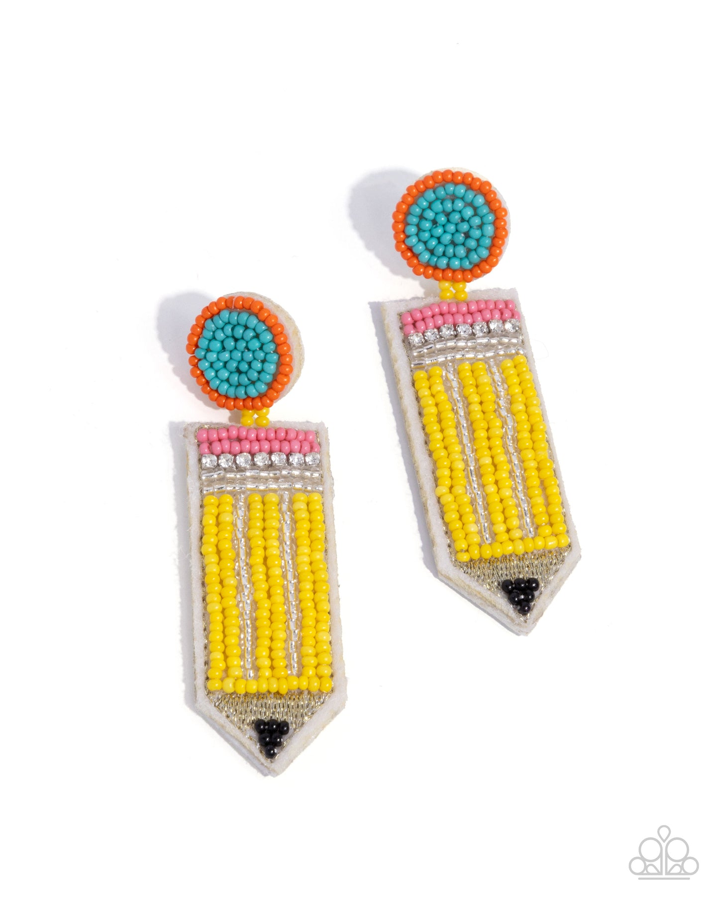 Phenomenal Pencil - Yellow, Orange, Blue, Pink, Black Seed Bead Post Earrings - Paparazzi Accessories