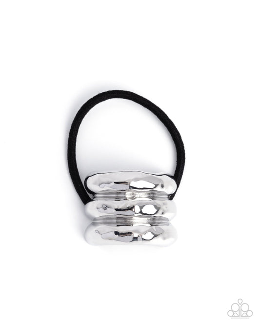 Crimped Celebrity - Silver Metal Elastic Hair Tie - Paparazzi Accessories