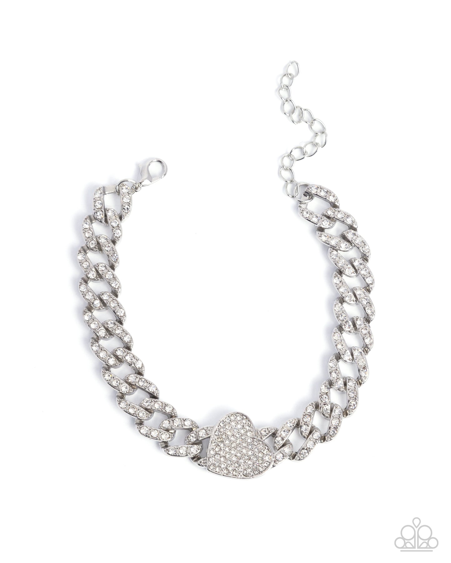Humane Hearts - White Rhinestone Heart Bracelet - Paparazzi Accessories