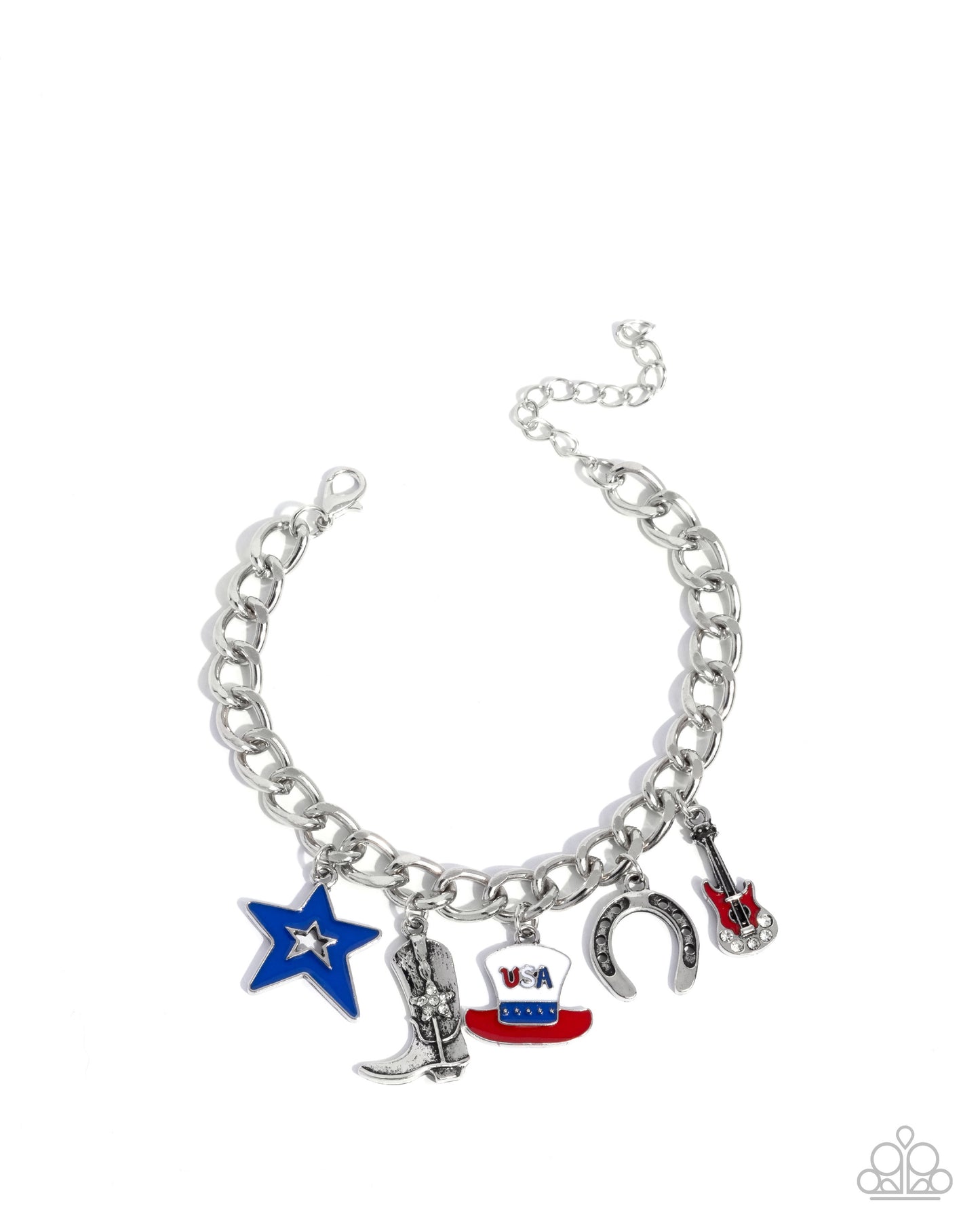 All-American Adornment - Red Americana Charm Bracelet - Paparazzi Accessories