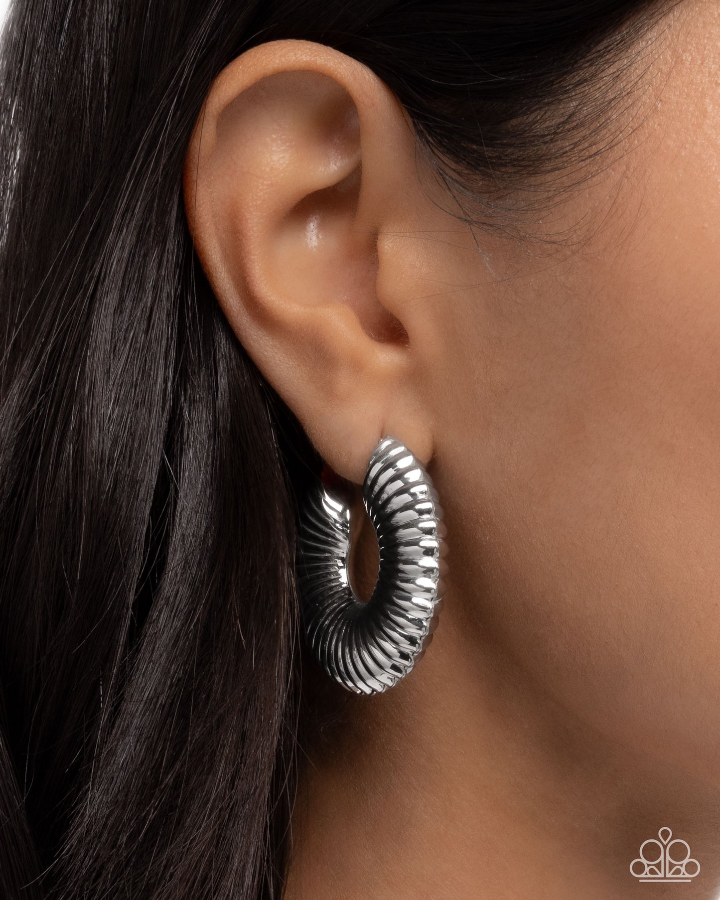 Spontaneous Spirals - Silver Hoop Earrings - Paparazzi Accessories