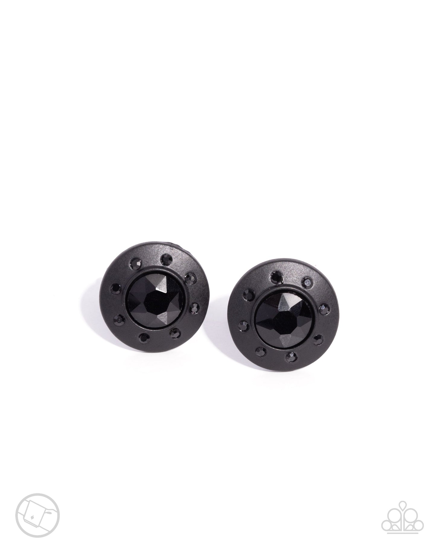 Cruising Confidence - Black Onyx Rhinestone Black Dipped Cuff Links - Paparazzi Accessories