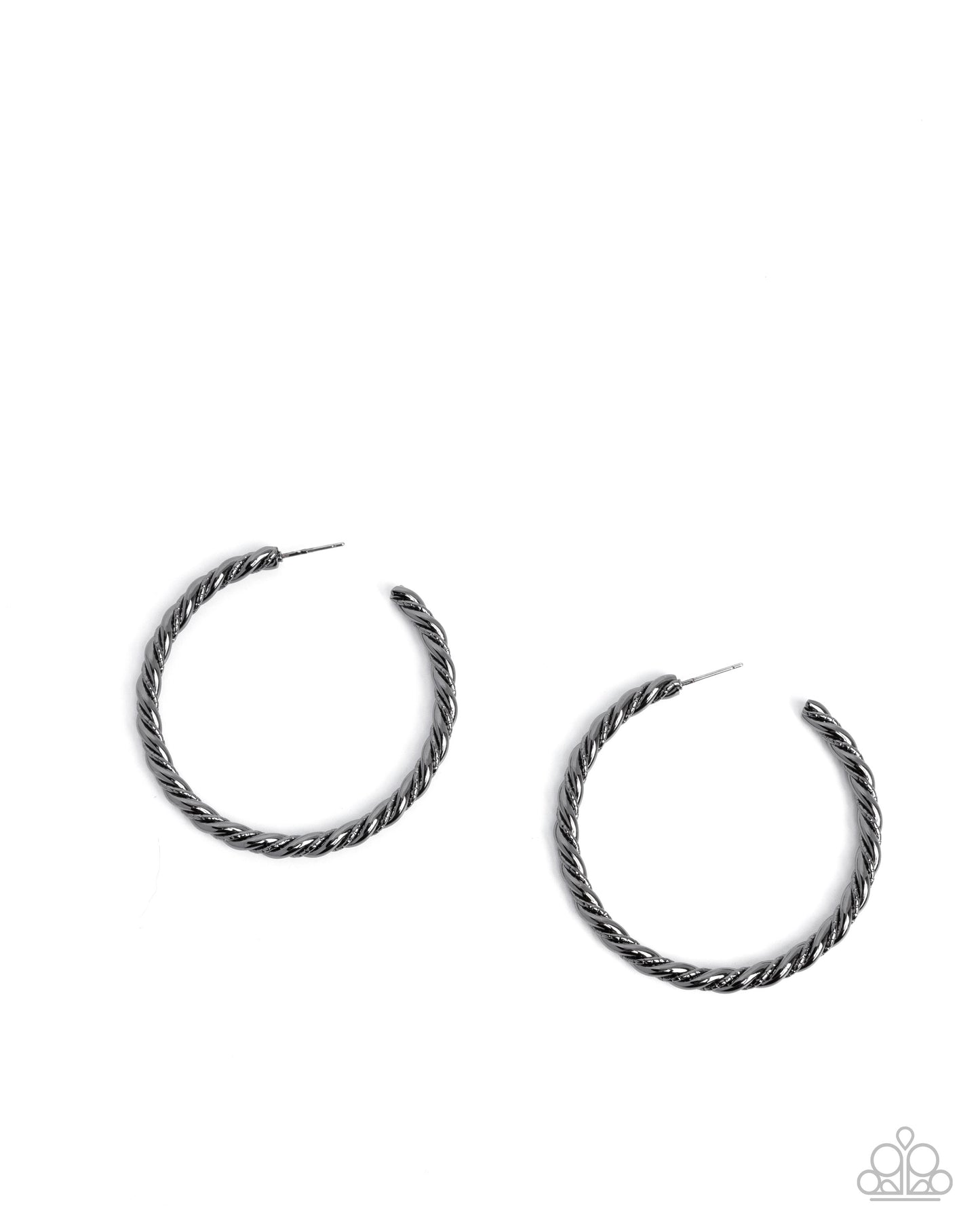 Coiled Class - Black Twisted Hoop Earrings - Paparazzi Accessories
