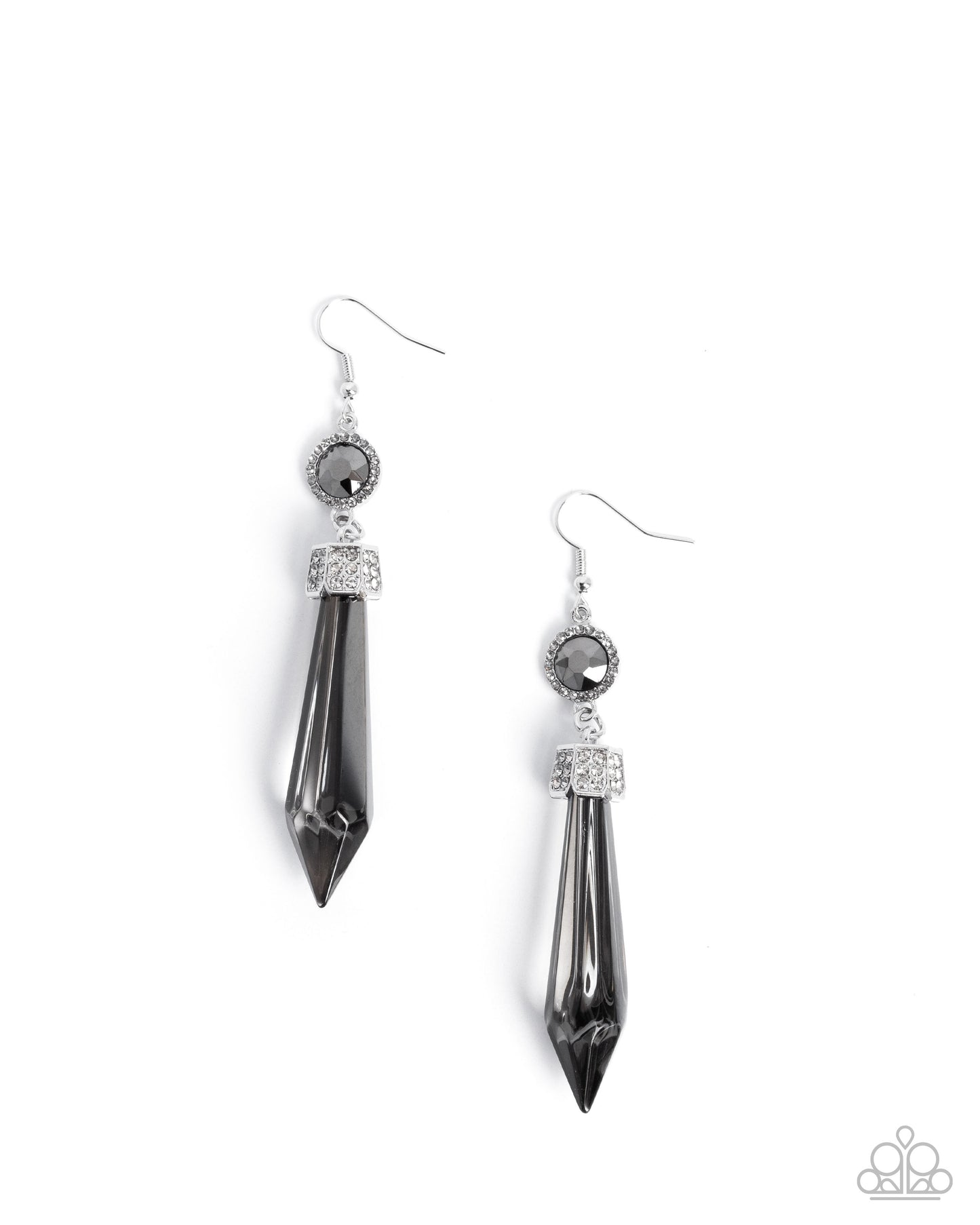 Palatial Pizzazz - Silver Gemstone, White Rhinestone Fishhook Earrings - Paparazzi Accessories