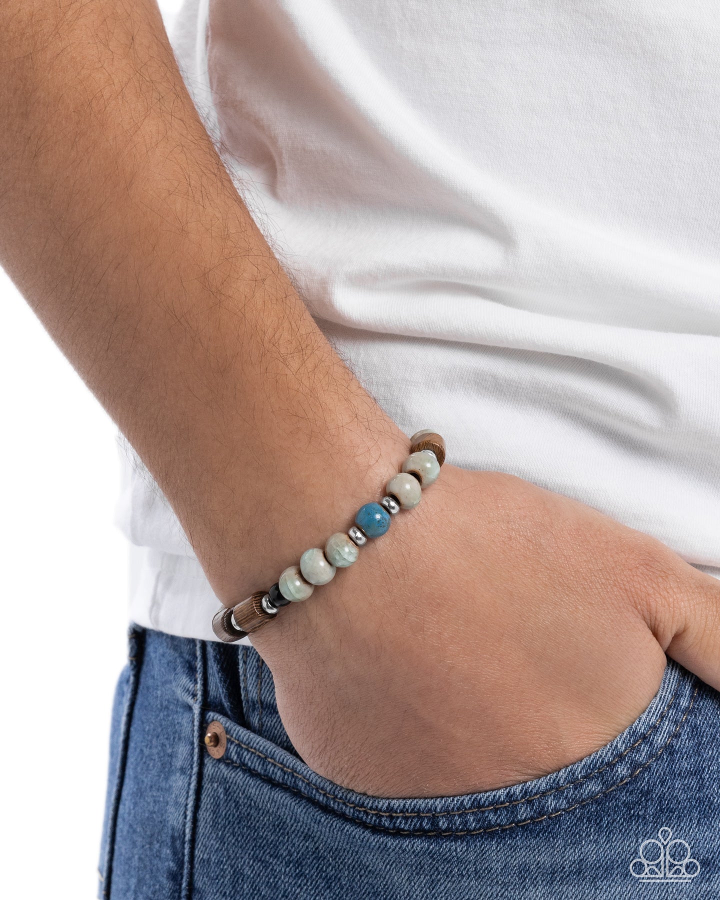 Greater WOOD - Multi Stone & Wood Beads Urban Stretchy Bracelet - Paparazzi Accessories