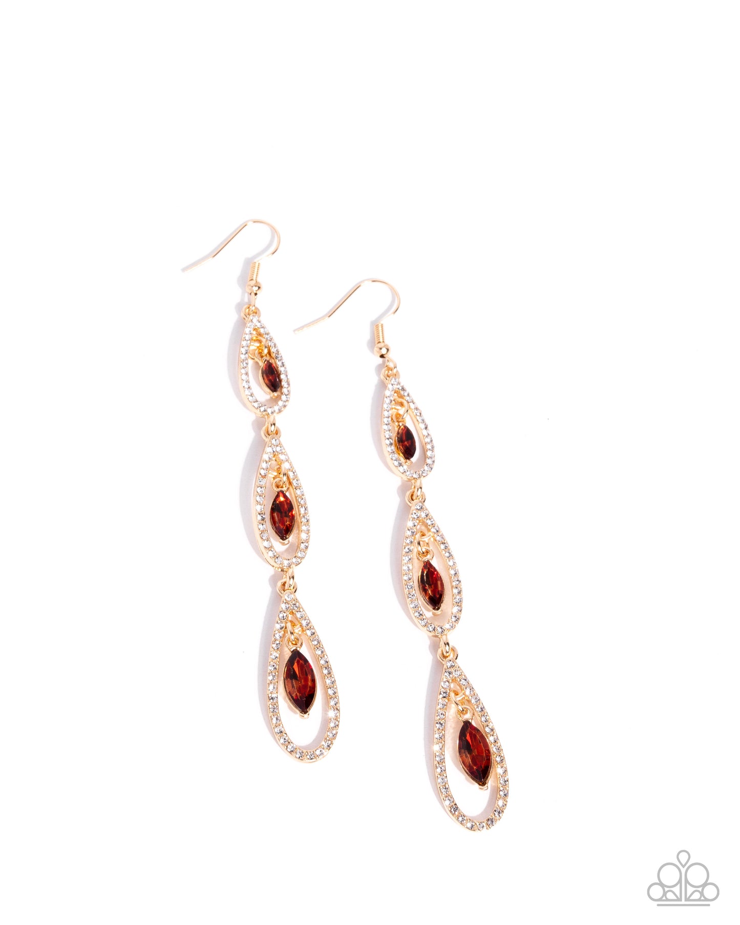 Teardrop Tenure - Brown Topaz Gem Gold Fishhook Earrings - Paparazzi Accessories