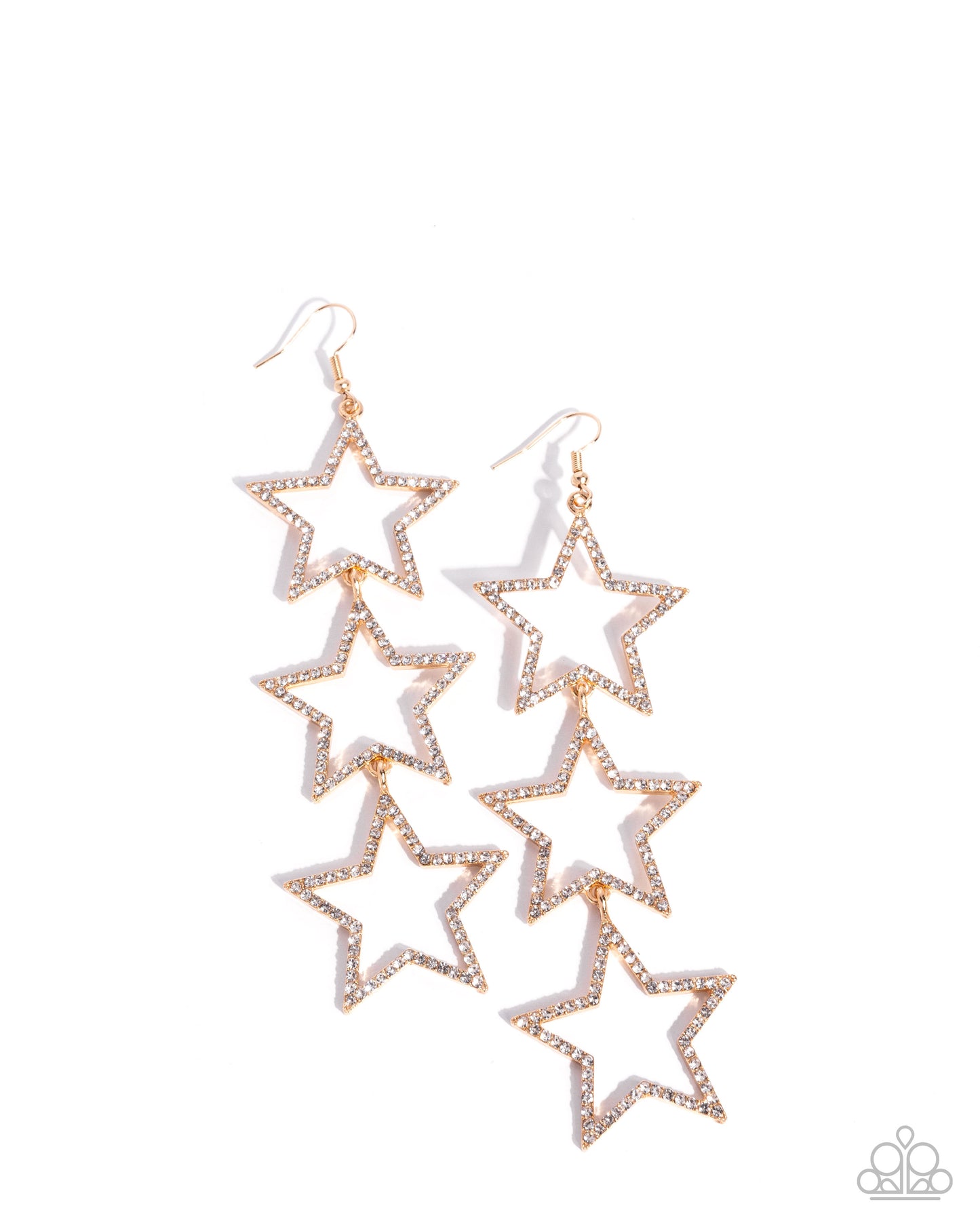 Star-Crossed Success - Gold & White Rhinestone Fishhook Earrings - Paparazzi Accessories