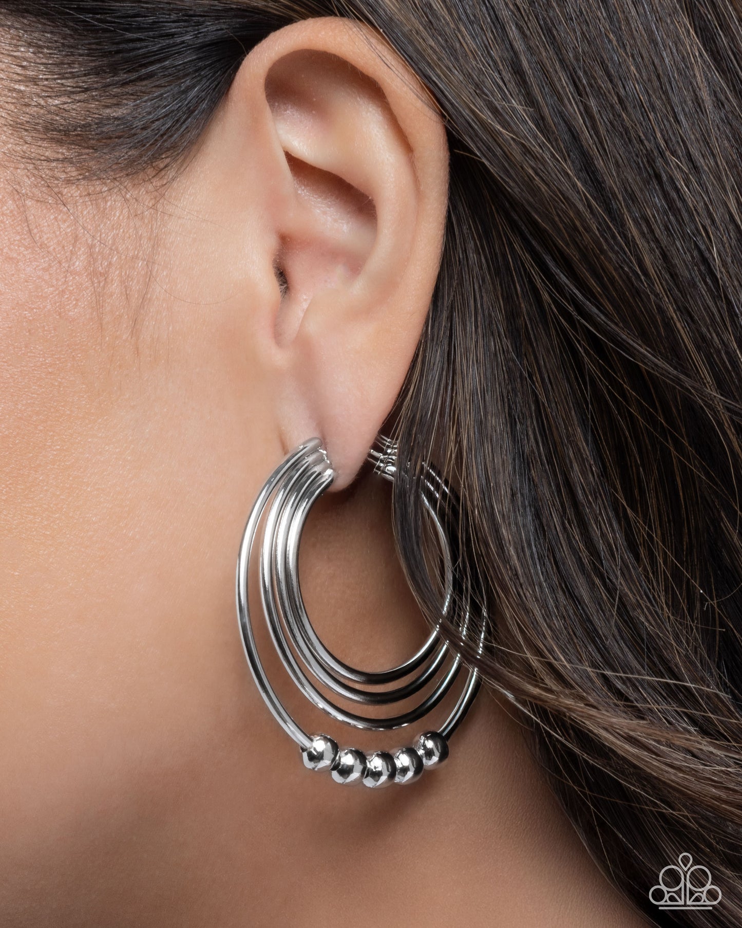 Layered Longevity - Silver Hoop Earrings - Paparazzi Accessories
