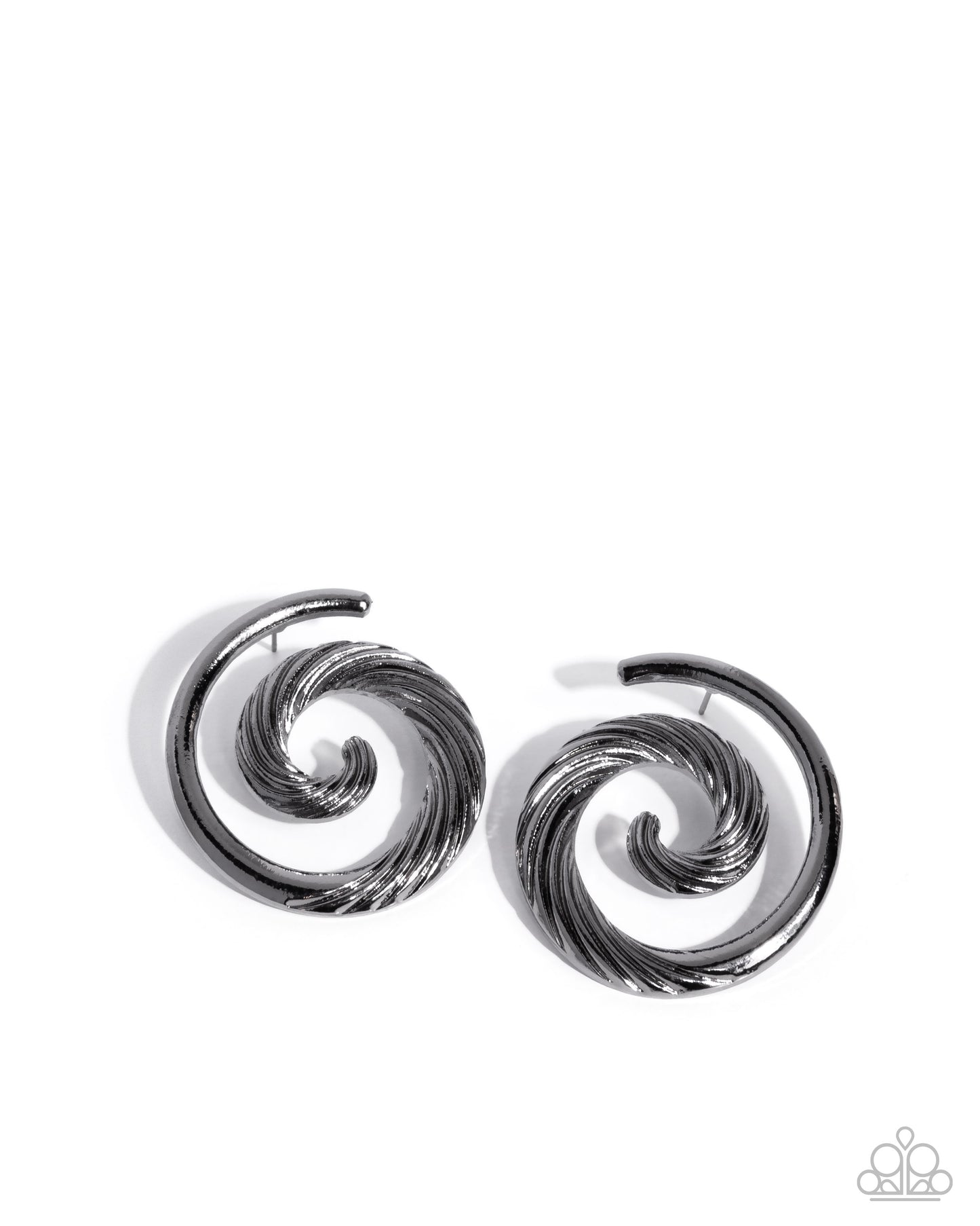 Spiral Silhouette - Black Spiral Post Back Earrings - Paparazzi Accessories