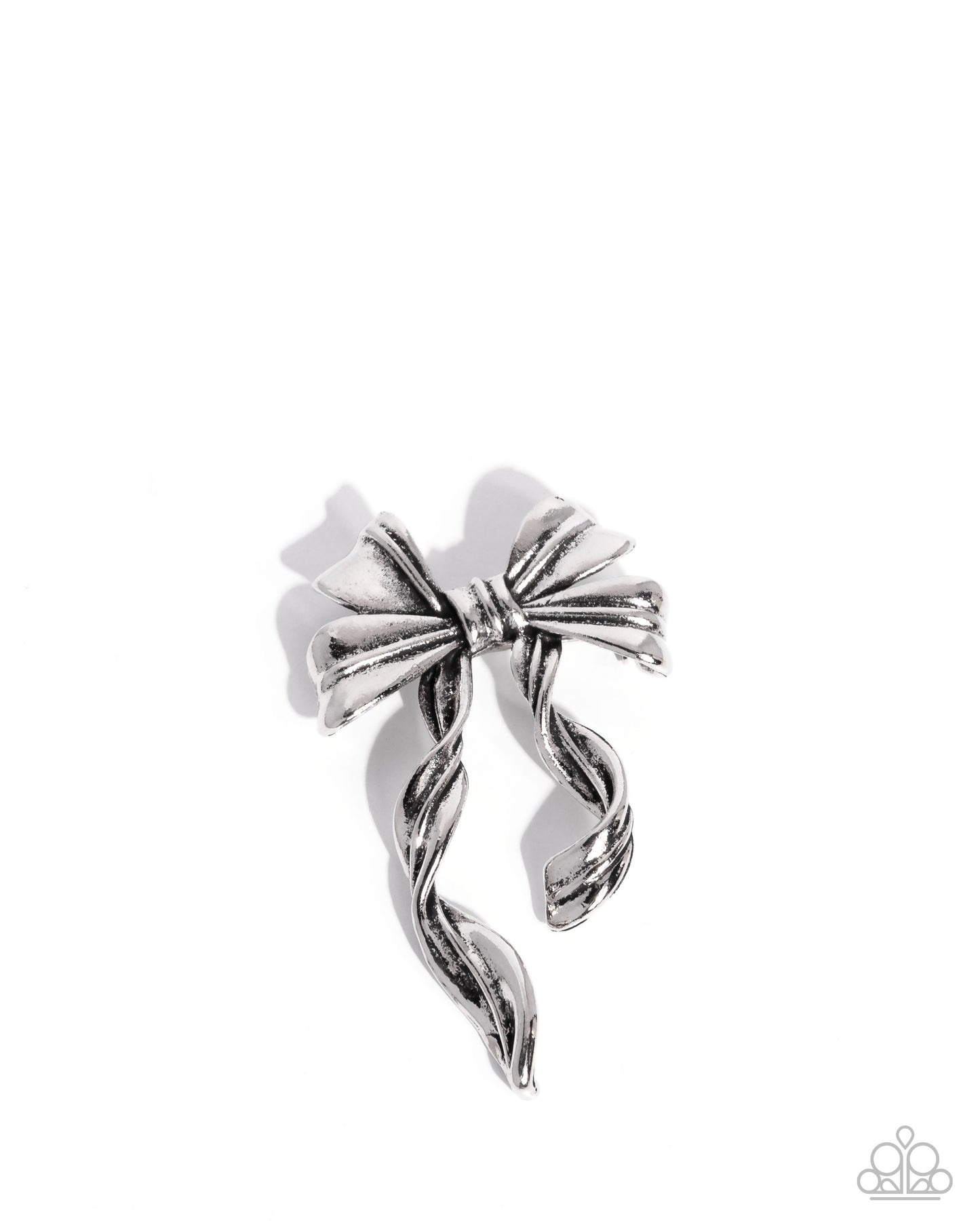 Bow Bonanza - Silver Bow Brooch - Paparazzi Accessories