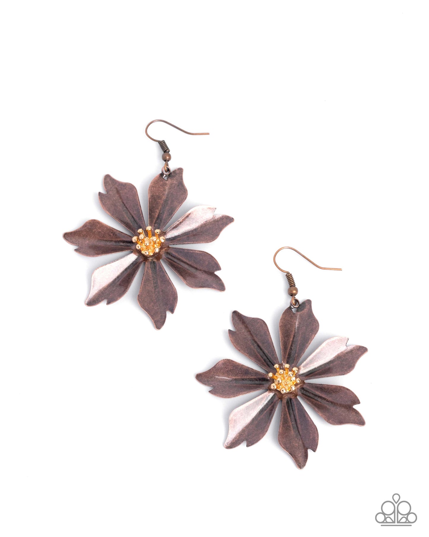 Floral Fascination - Copper Flower Fishhook Earrings - Paparazzi Accessories