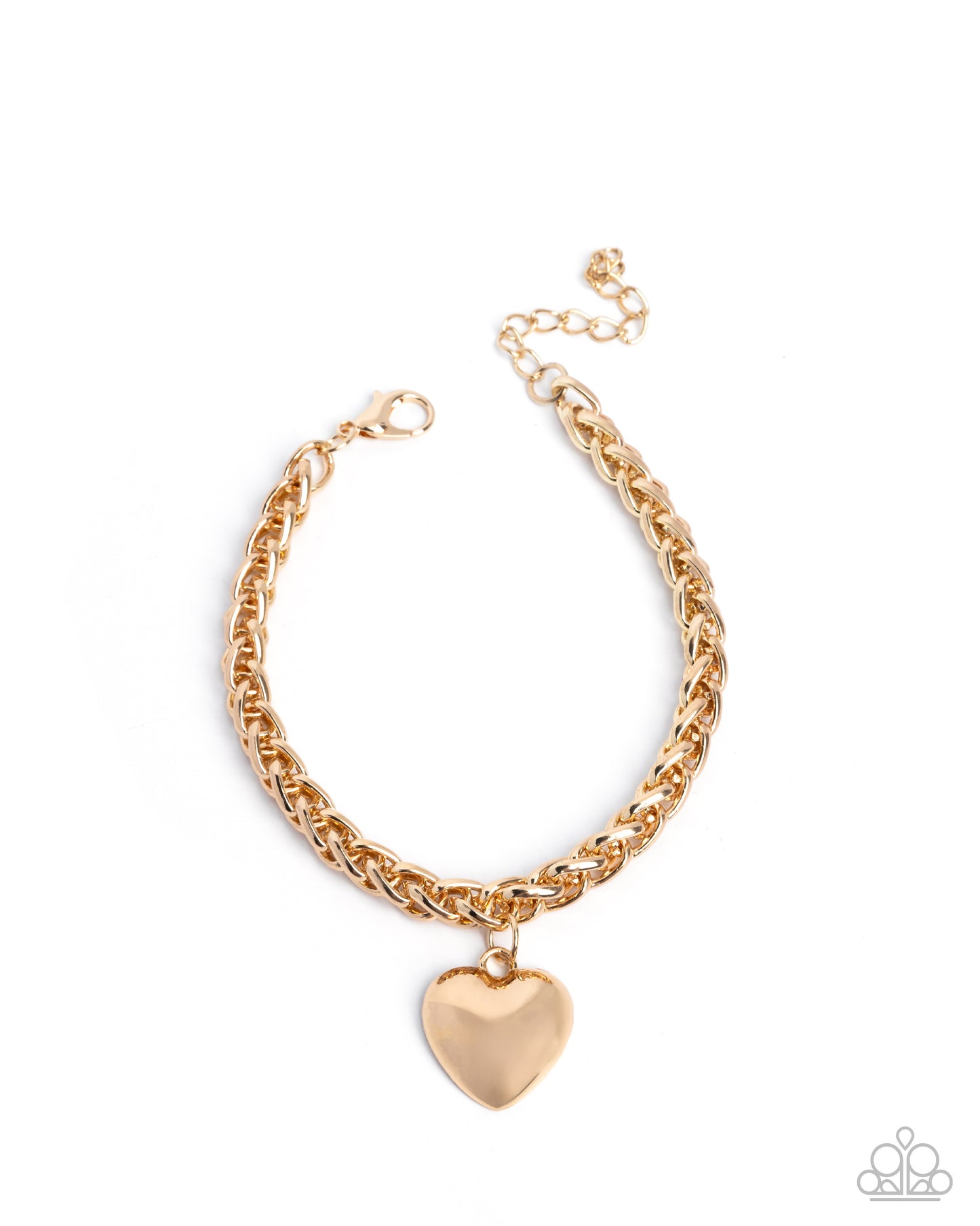 Dancing Damsel - Gold Heart Charm Bracelet - Paparazzi Accessories