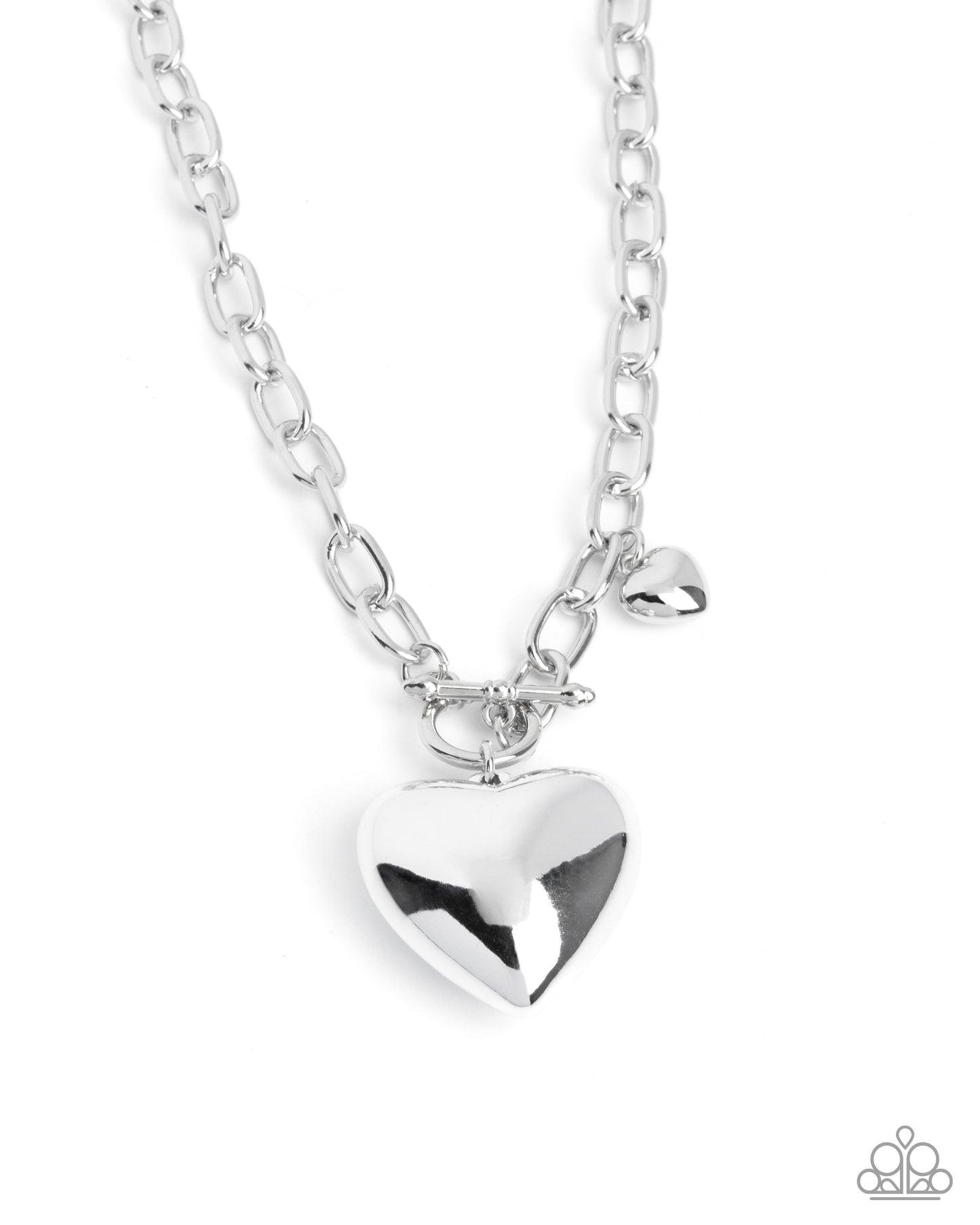 Heartfelt Hangout - Silver Heart Pendant Necklace - Paparazzi Accessories
