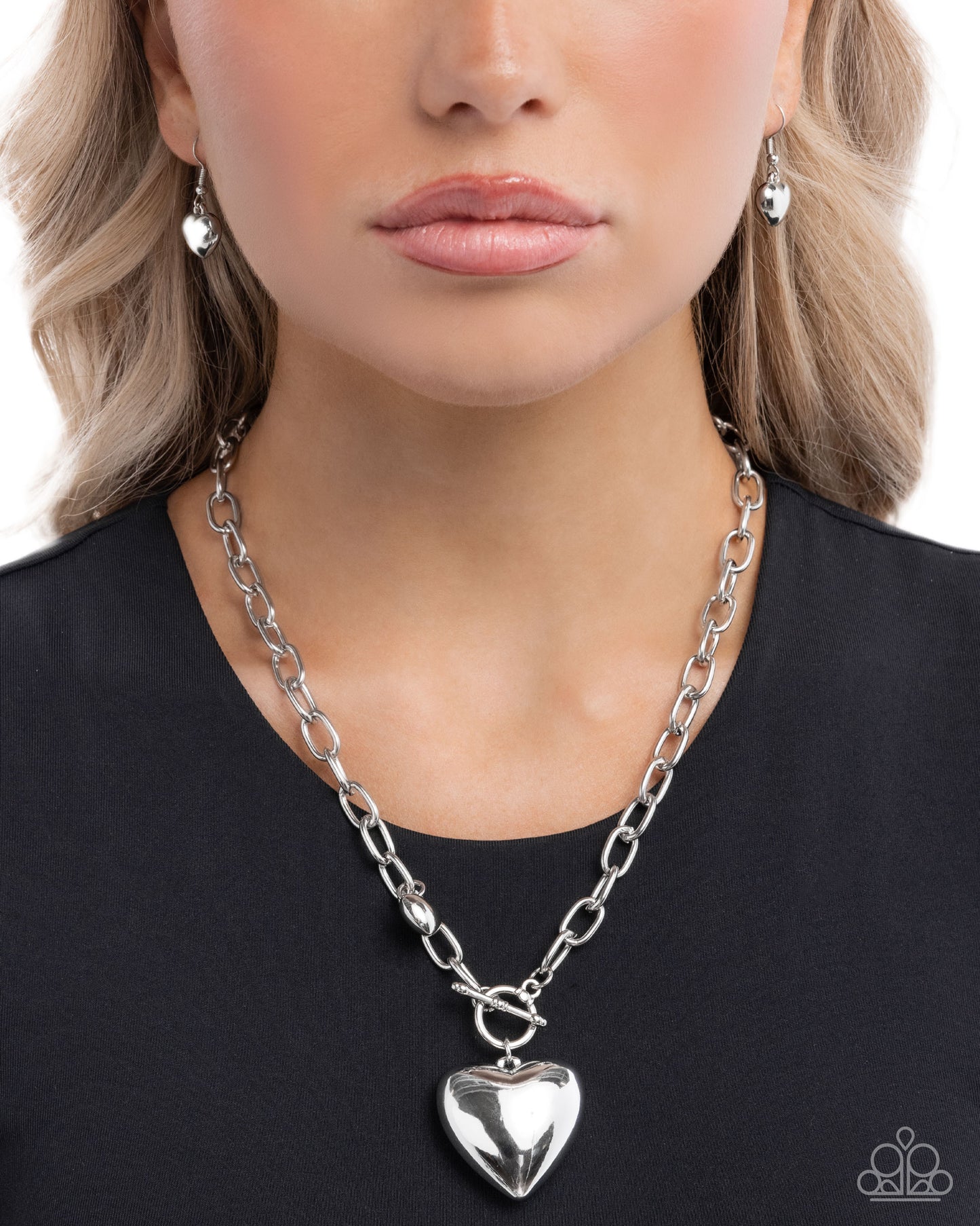 Heartfelt Hangout - Silver Heart Pendant Necklace - Paparazzi Accessories