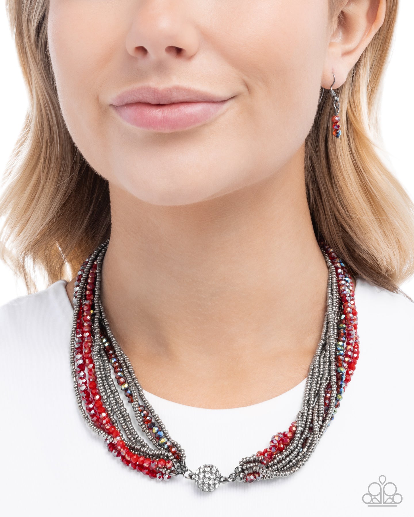Rushing Radiance - Red UV Shimmer Layered Beads Necklace - Paparazzi Accessories