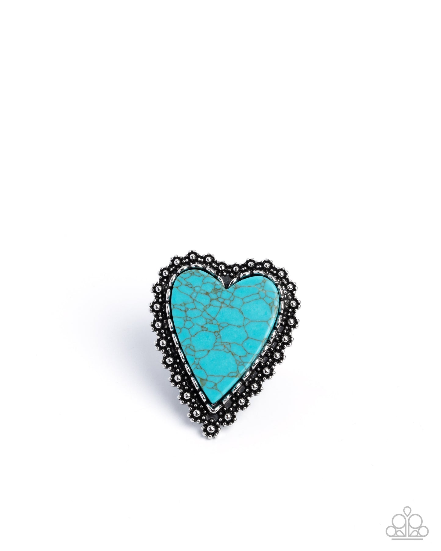 Affectionate Allegiance - Blue Turquoise Crackle Stone Heart Silver Ring - Paparazzi Accessories
