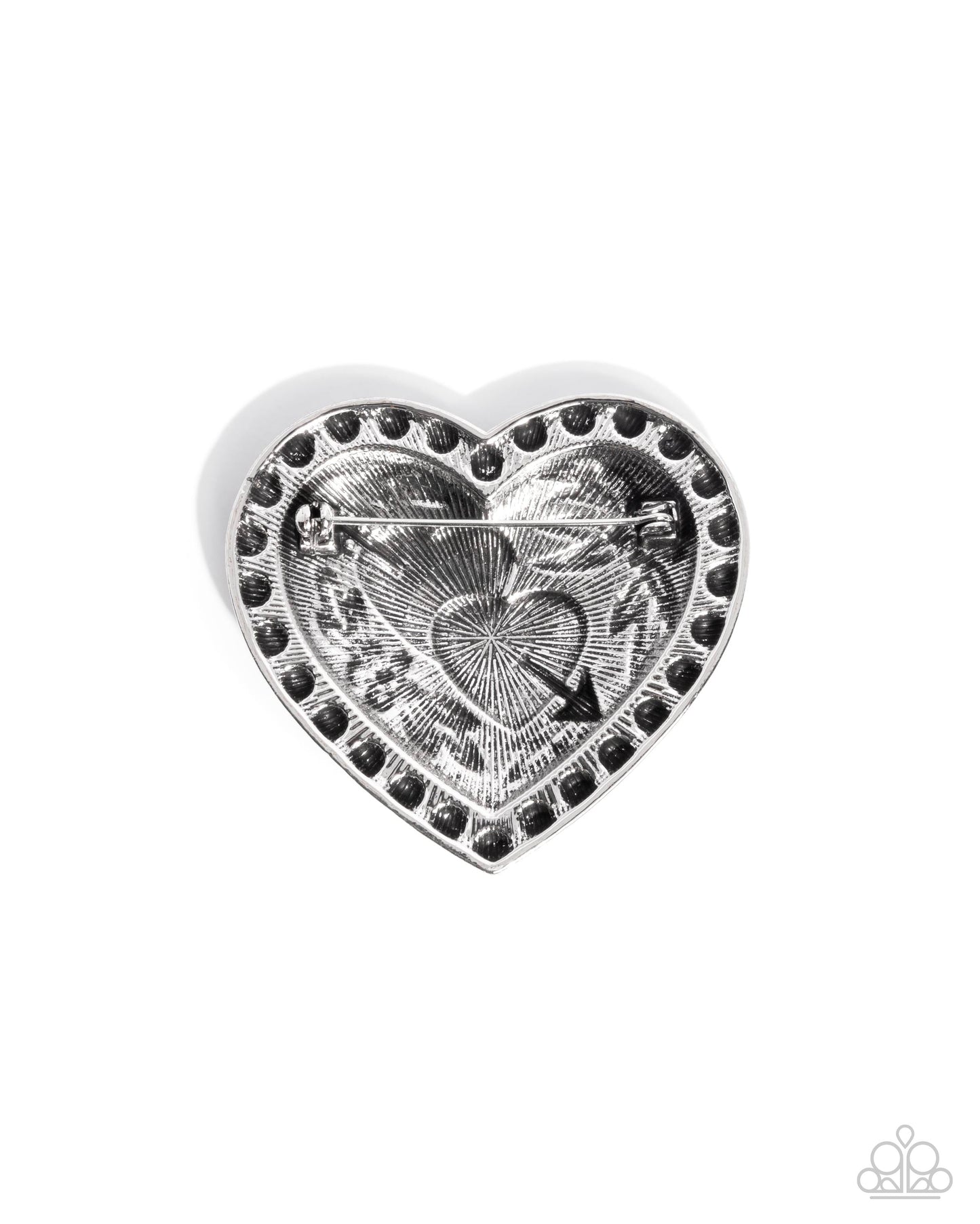 A Breath of Fresh Romance - Silver Flower Heart Brooch - Paparazzi Accessories